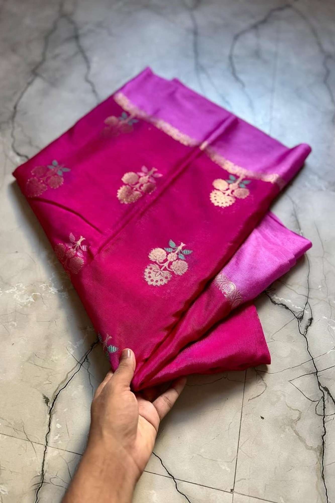 Soft Warm Silk with Meena Zari Motif Weave and Rich Border Ready To Wear Saree