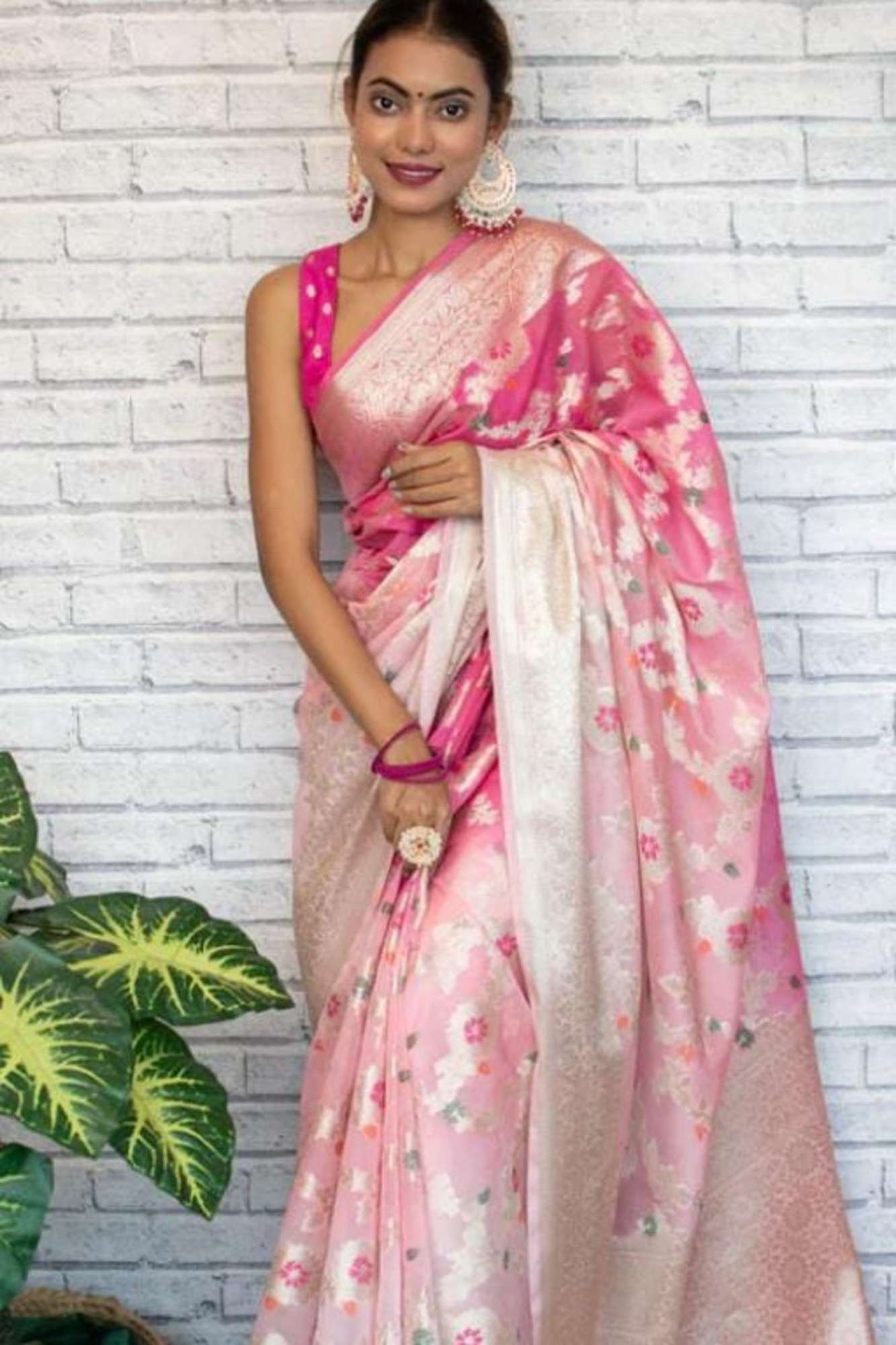 Soft Georgette Silk with Mina Jaal Weave and Zari Border Ready To Wear Saree