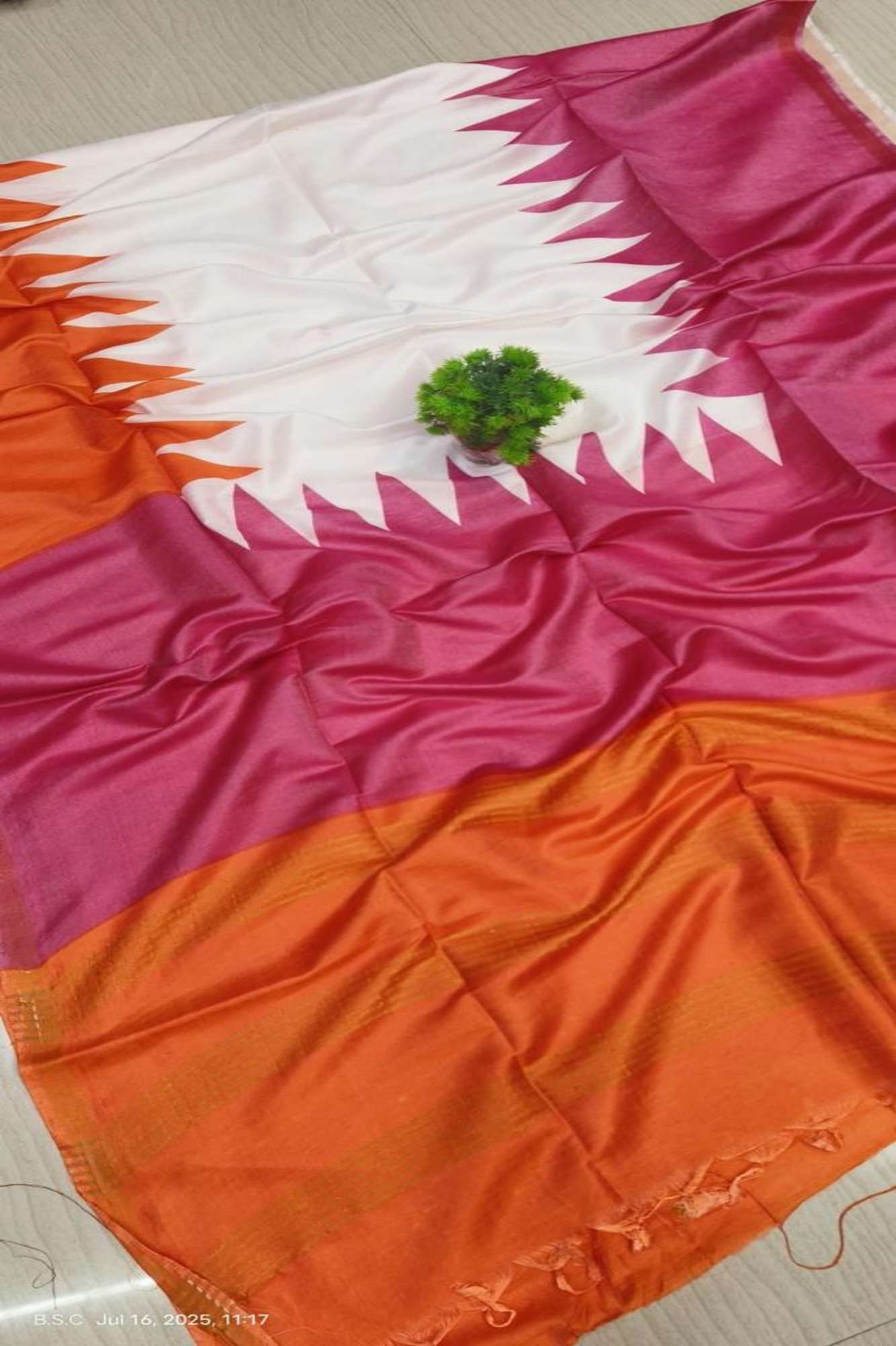 Semi Bapta Ghicha Tussar Silk with Contrast Border Ready To Wear Saree