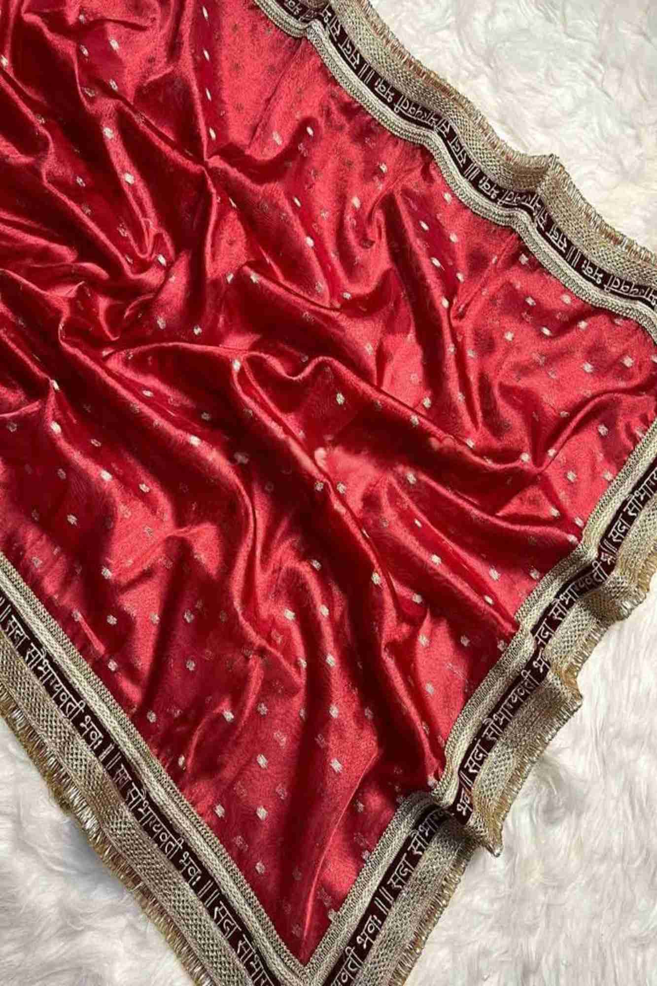 Wedding Look Special -Tissue Silk with “Sada Saubhagyavati Bhava” Zari Border With Ready to wear saree