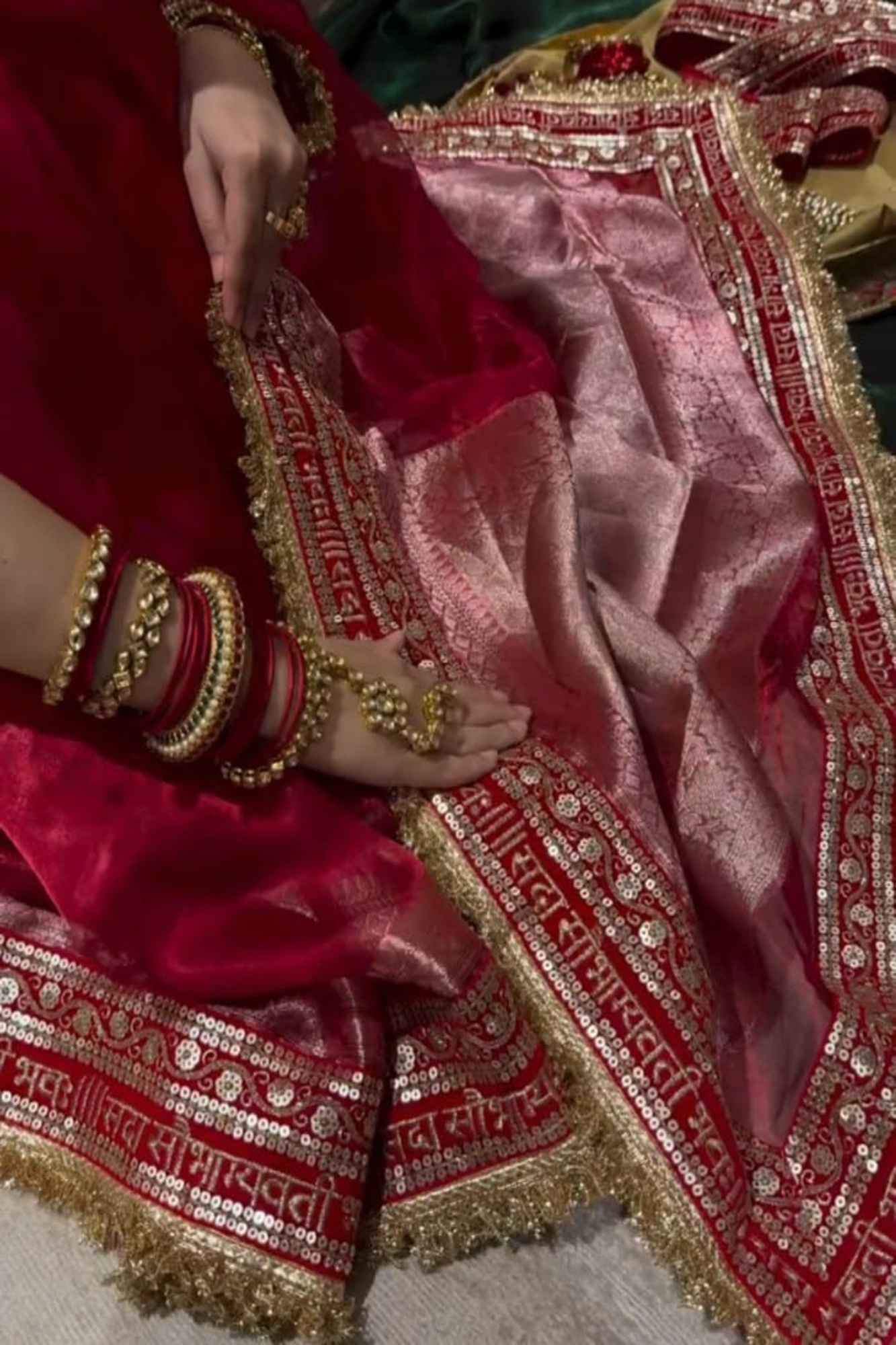 "Sada Saubhagyavati Bhava" Embroidered Border Tissue Ready To Wear Saree