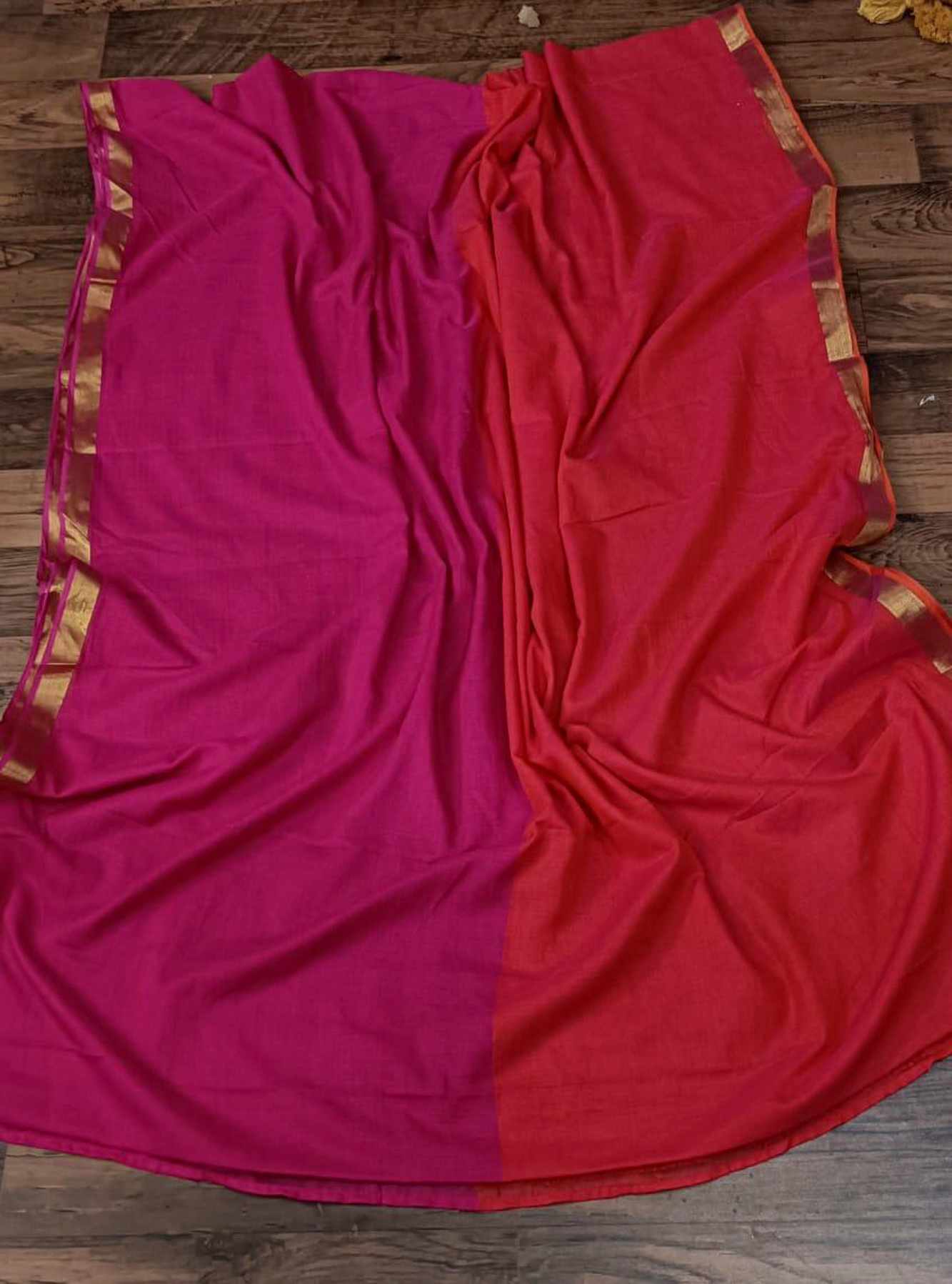 Soft Mulmul Cotton 2 shade Ready To Wear Saree