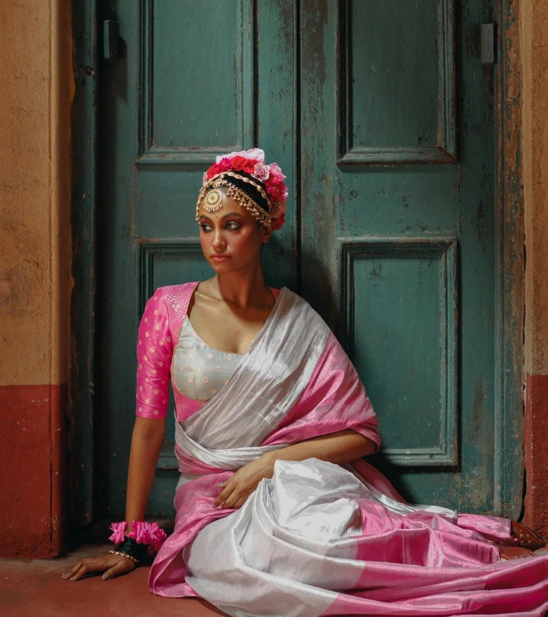 tissue cotton with handloom work ready to wear saree