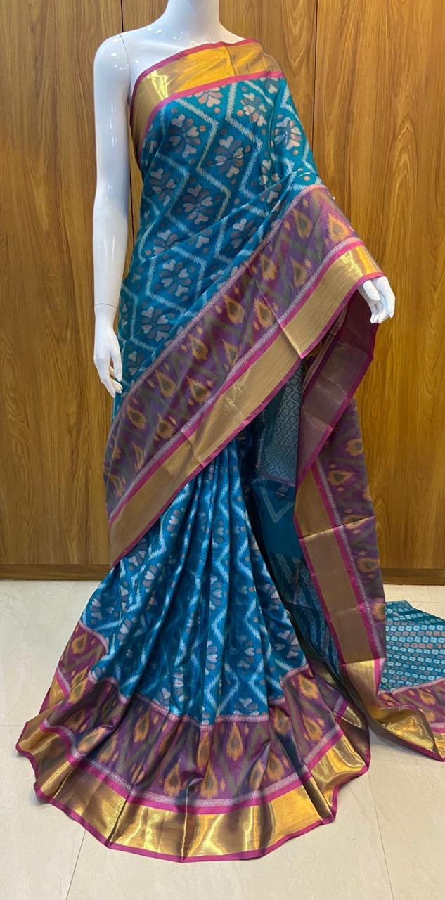 Patolla Cotton with Golden Zari Broder Ready To Wear Saree