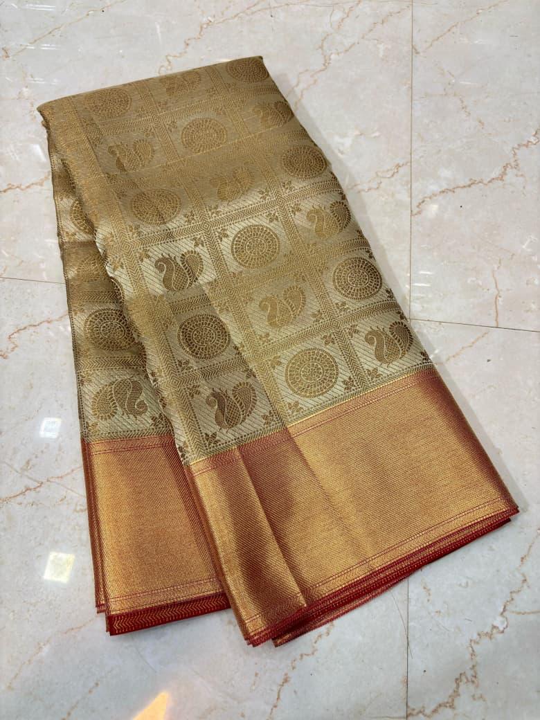 Nita Ambani Inspired Soft Tissue Silk With Zari weaving Ready To Wear Saree