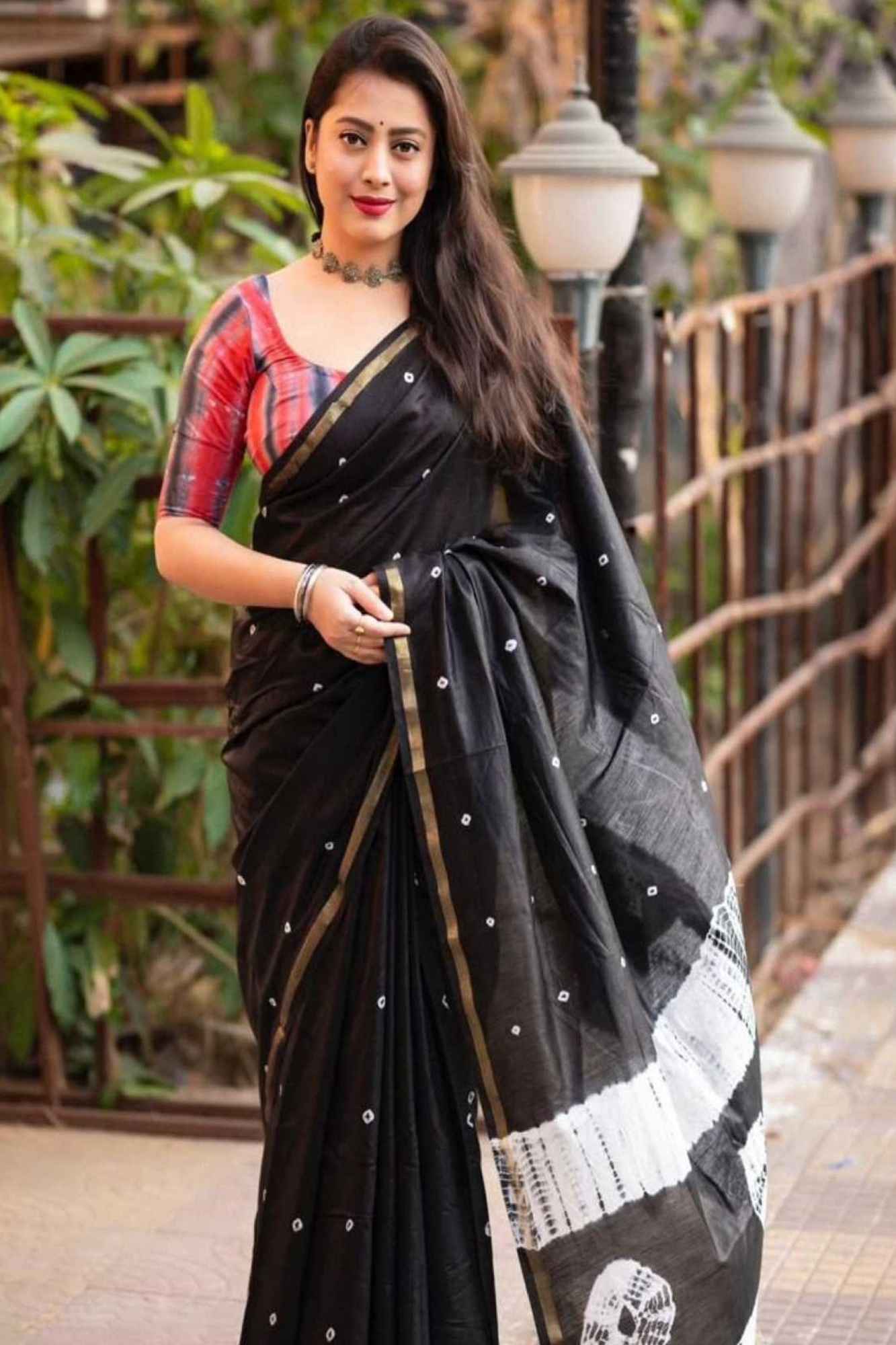 Chanderi Cotton with handloom Block Printed & Shibori Pallu With 1 minute Saree