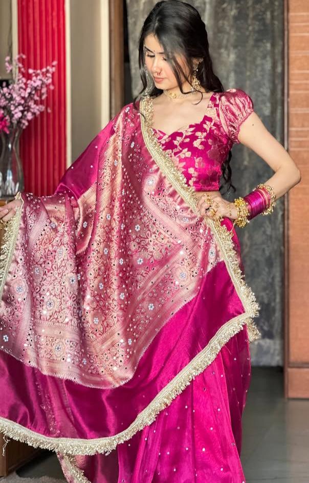 Banarasi Tissue Silk with Elegant Hand Embellishments Ready To Wear Saree