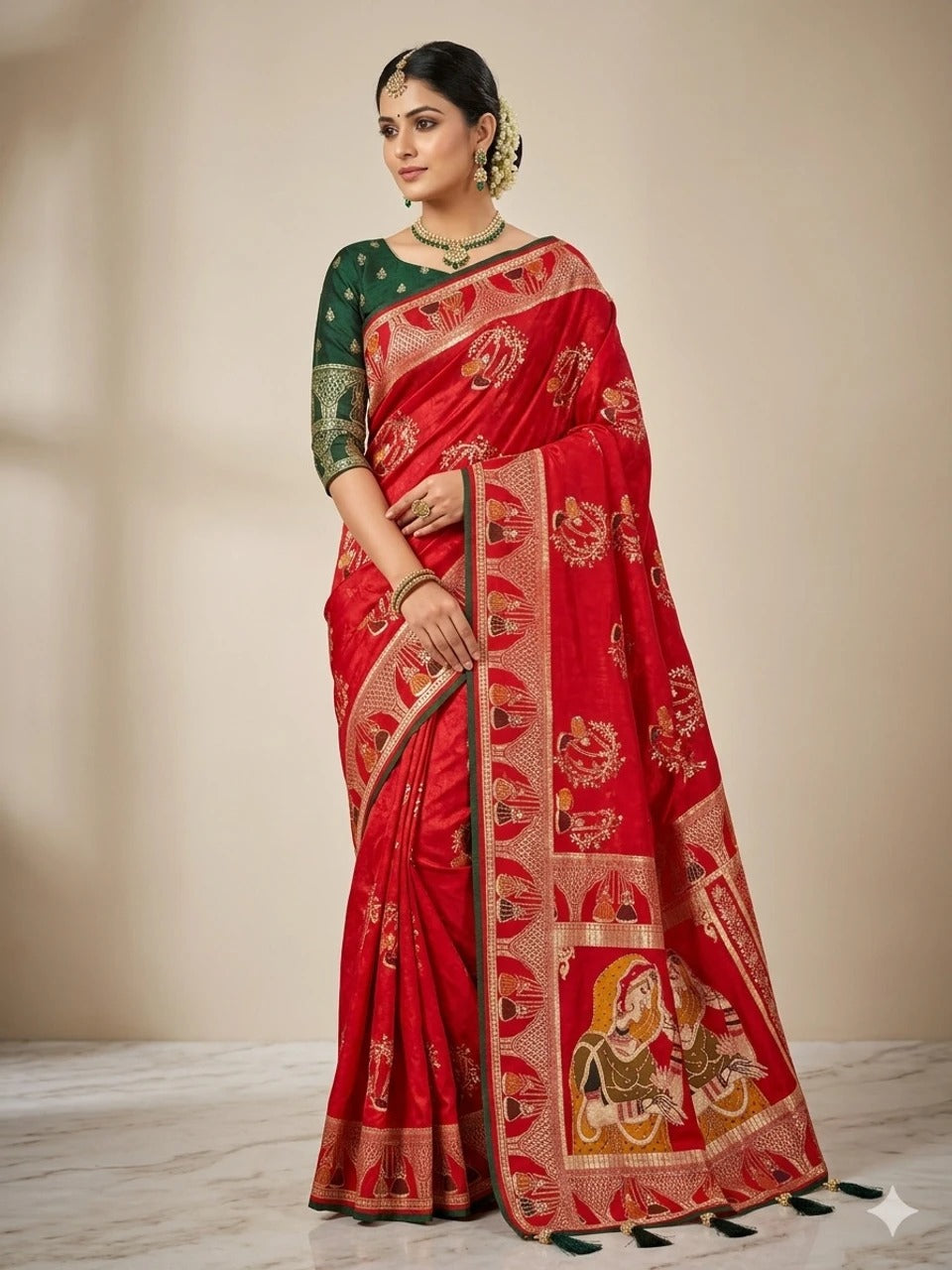 karwa chauth special ornate with zari & Stone prestitch Ready To Wear Saree