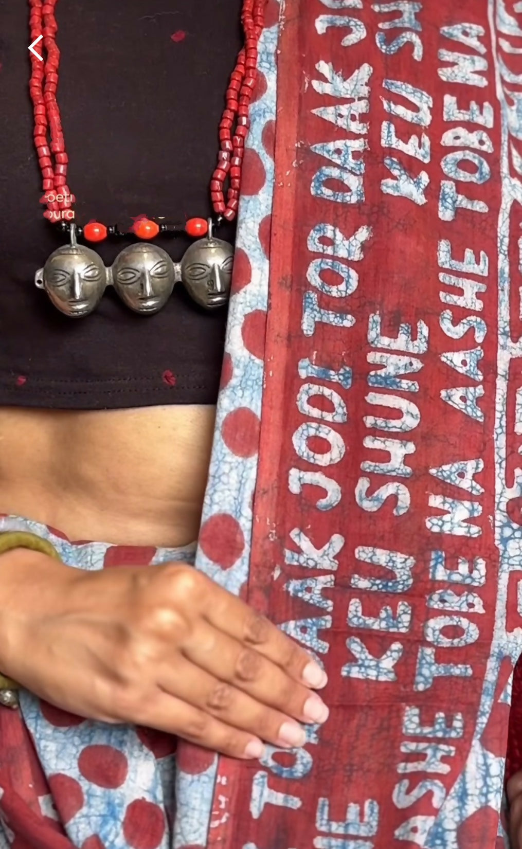 Muted Bluev Polka Nostalgia Ekla Cholo Dabu Block Printed Cotton Saree | Shobitam