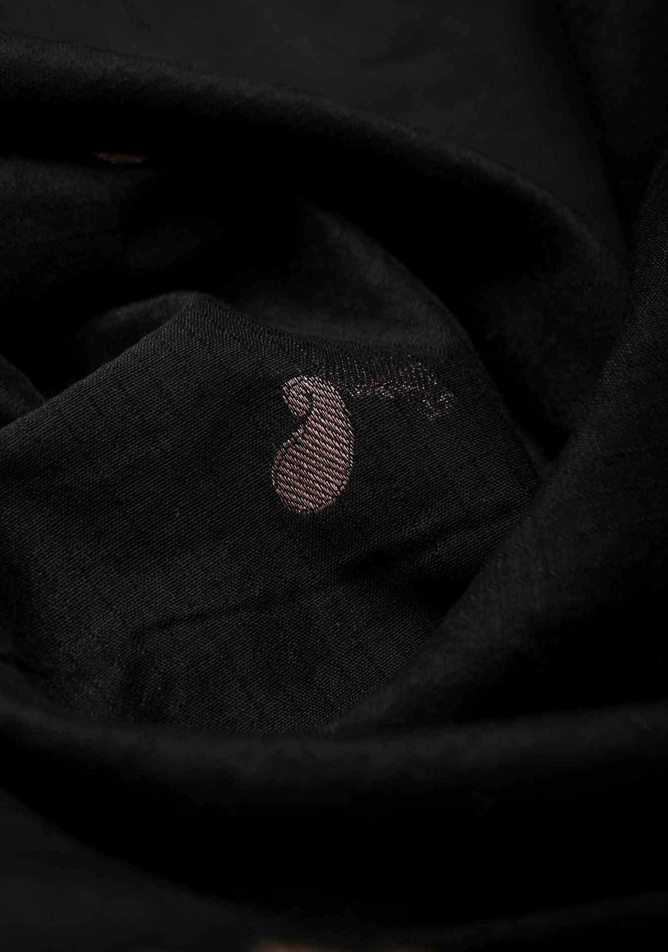 Black Semi Silk saree with Zari Paisley Buttis and Zari Border Ready To Wear Saree