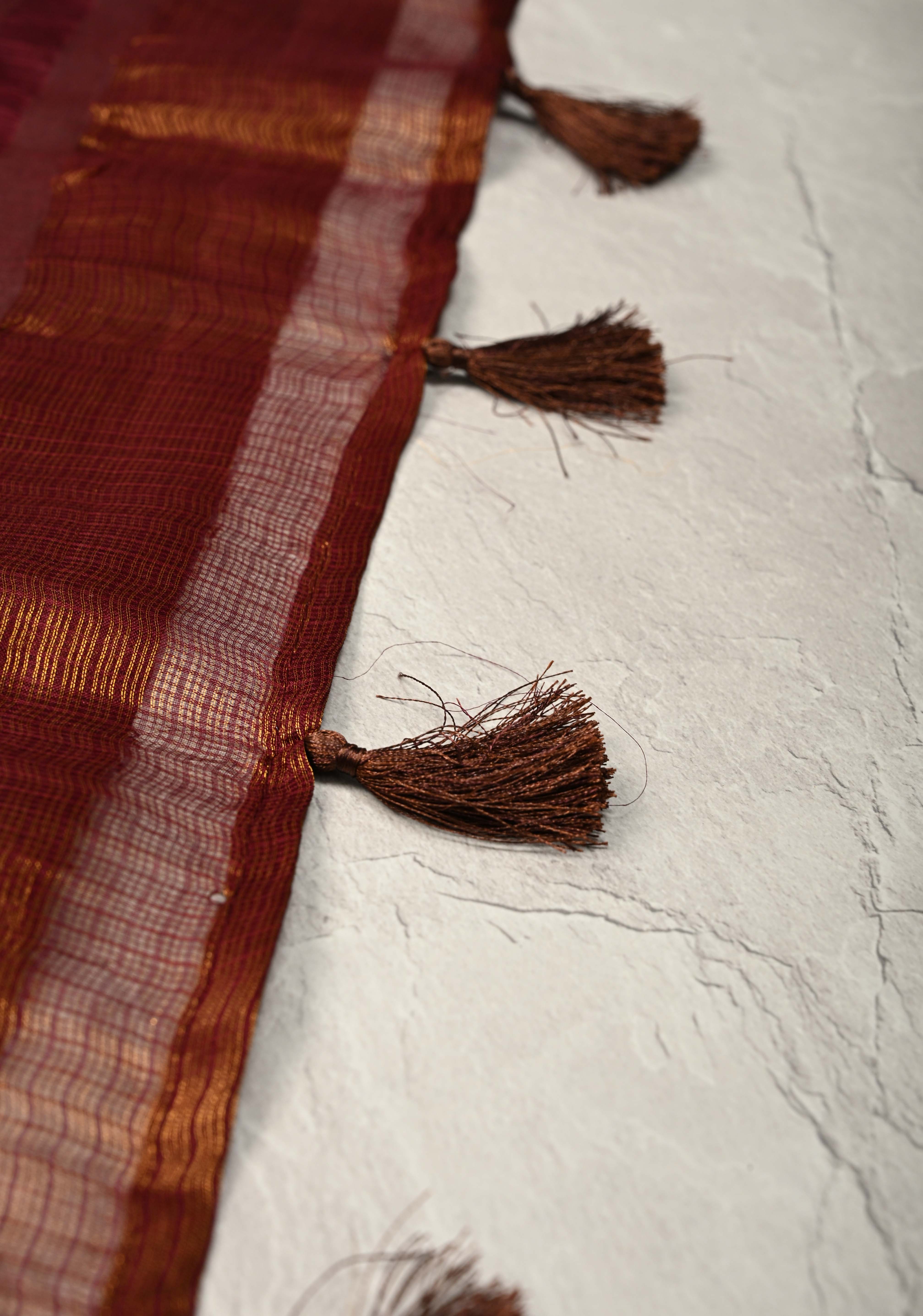 Kanchana Kota Doria Tissue Cotton Saree with Sona Rupa Zari Border | Shobitam