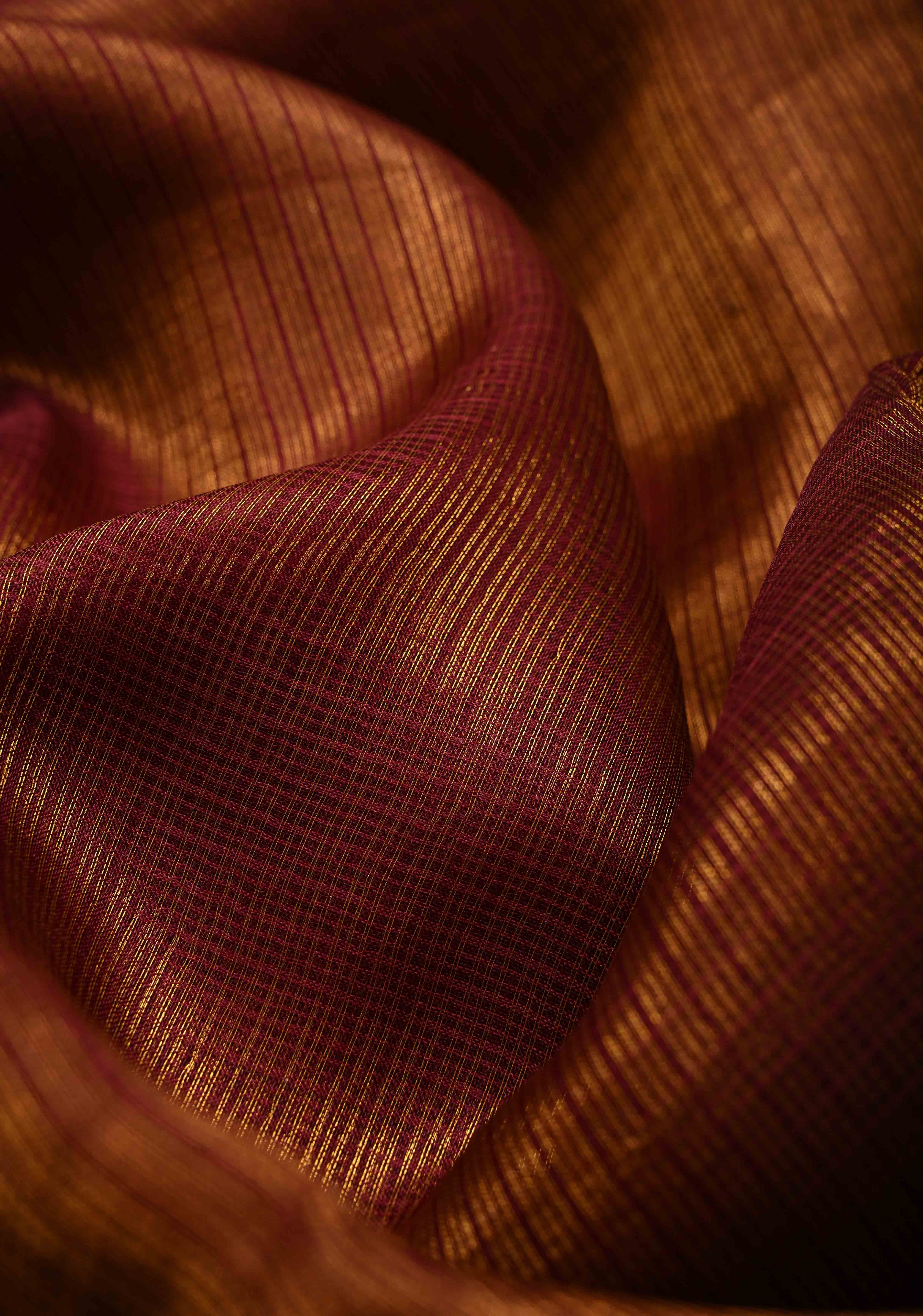 Kanchana Kota Doria Tissue Cotton Saree with Sona Rupa Zari Border | Shobitam