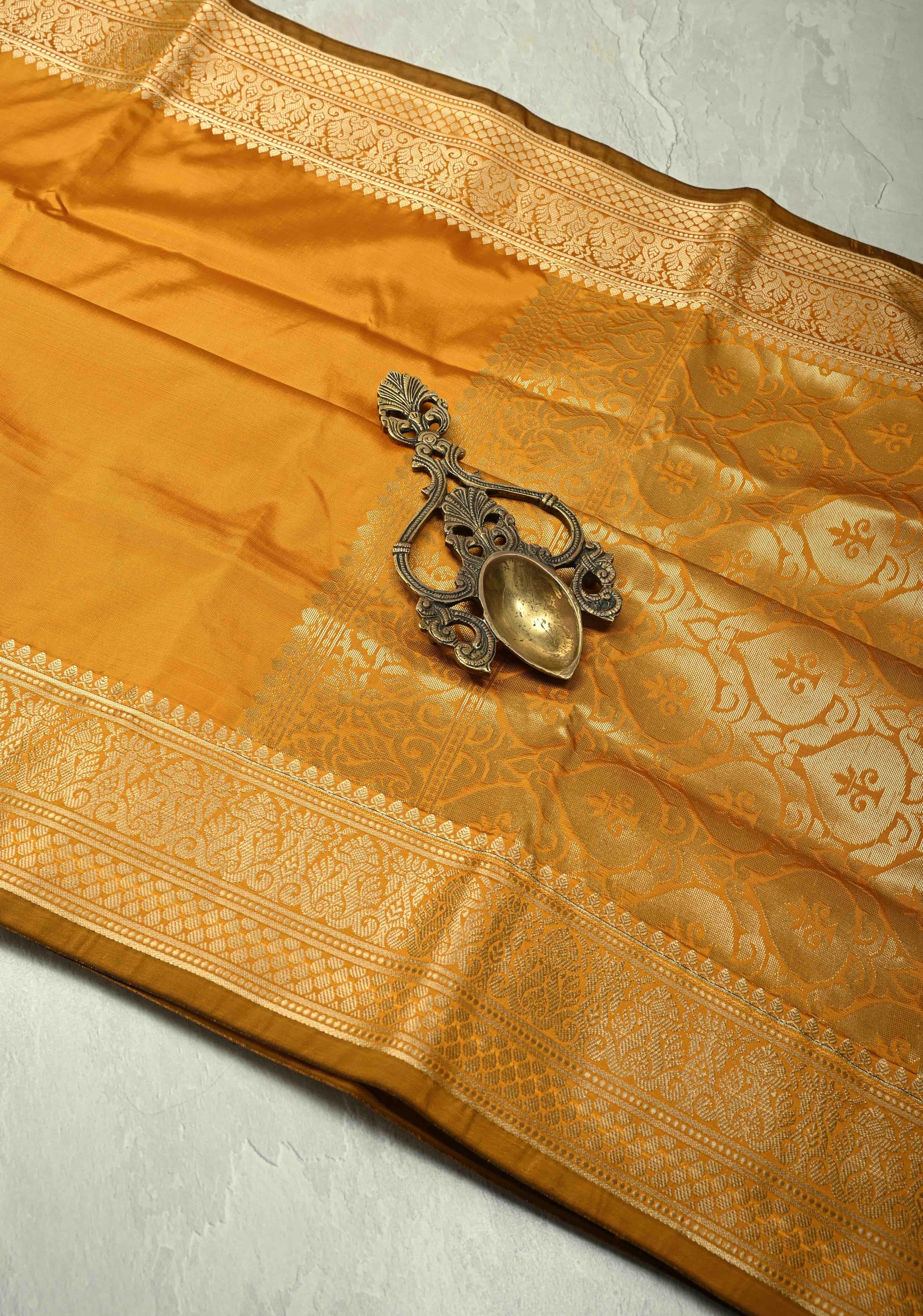 Frost Mustard Yellow Semi Silk Saree with Zari Border
