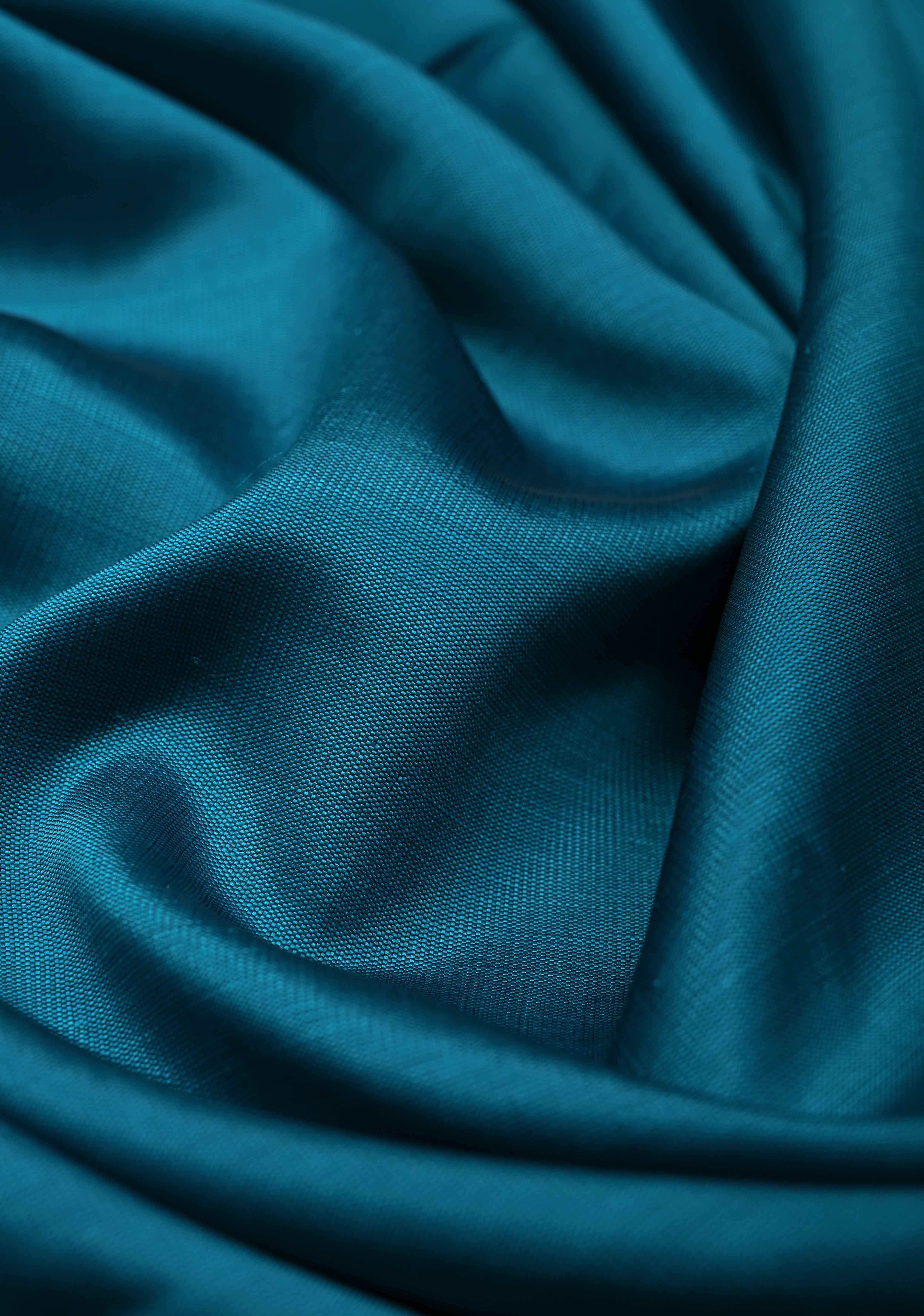 Blue Semi Silk Saree with Zari Border | Shobitam