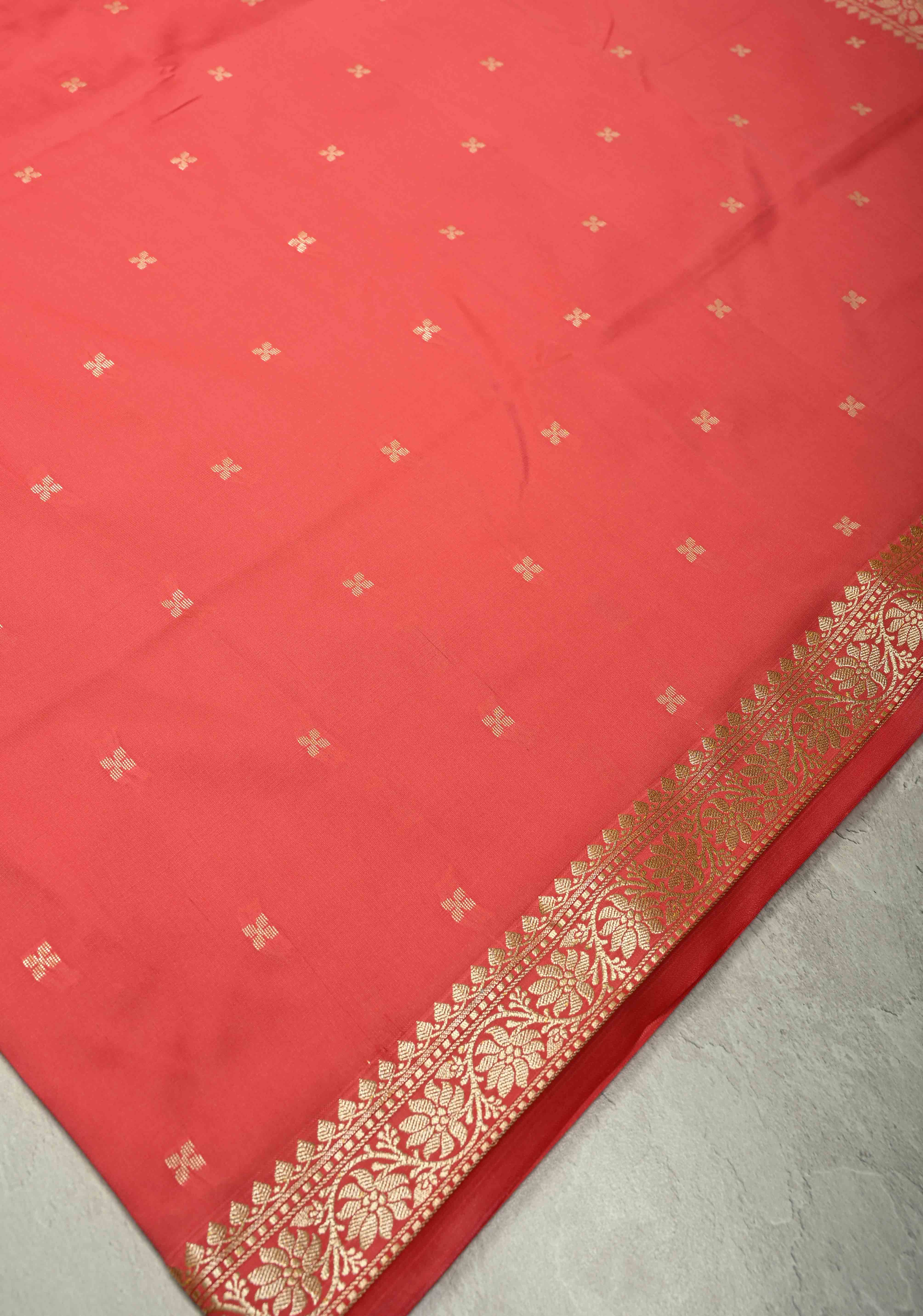 Light Amaranth Semi Silk Saree with Chunri Buttis and Minimal Zari Border | Shobitam