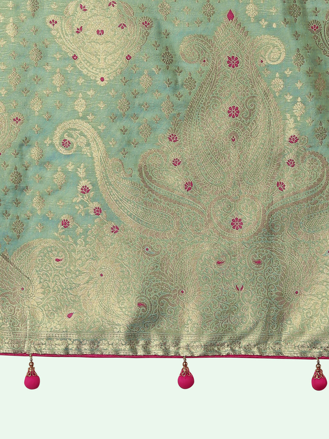 Light Blue Color Paisley Zari Woven Semi Banarasi Tissue Silk Saree | Shobitam