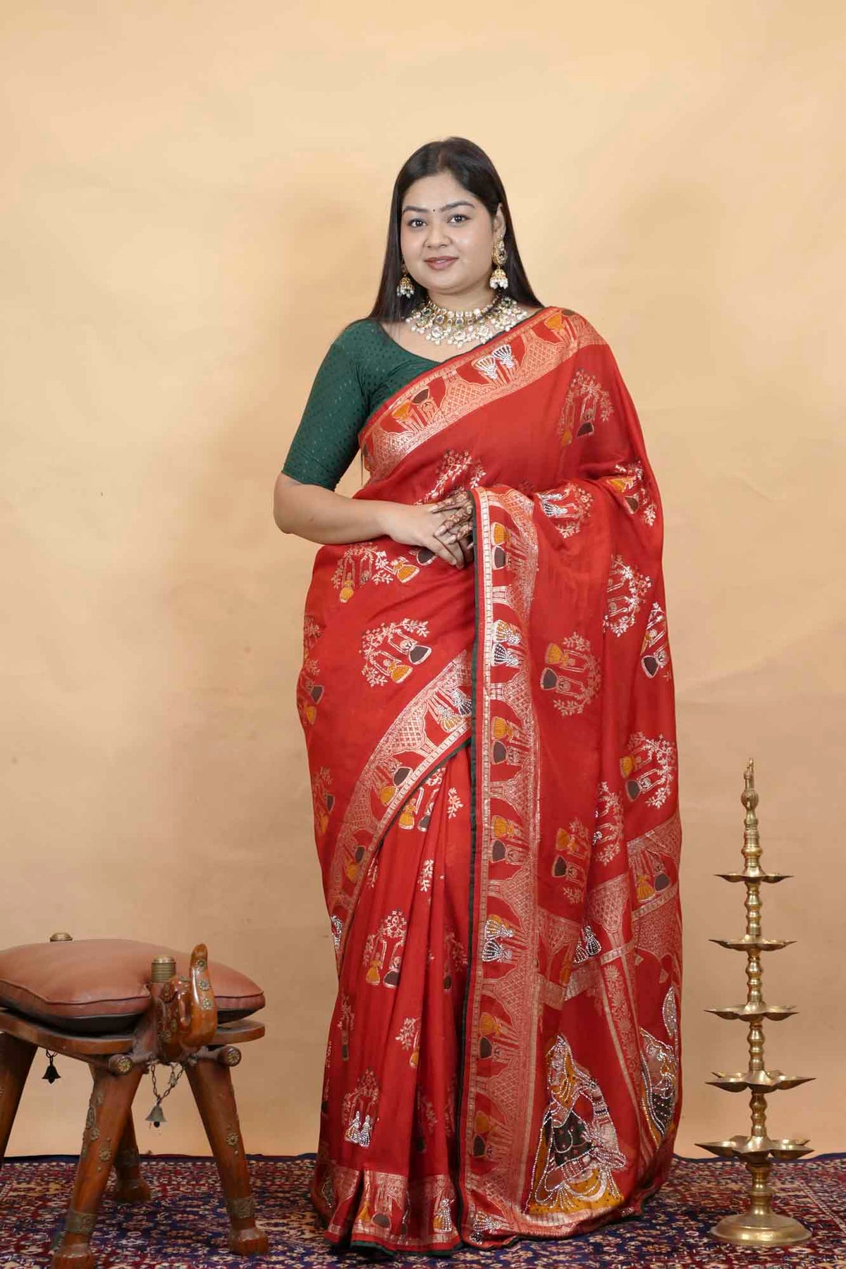 karwa chauth special ornate with zari & Stone prestitch Ready To Wear Saree
