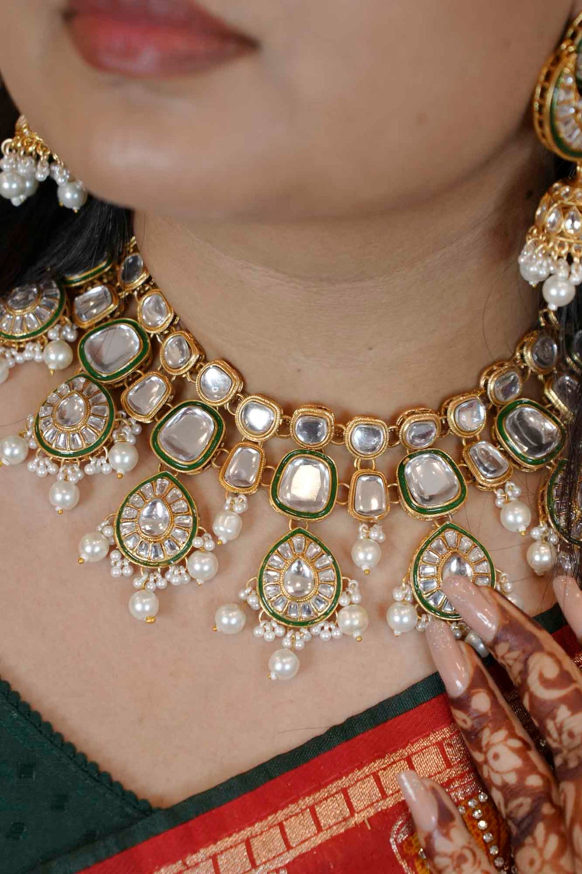 Kundan Pearl Drop Necklace Set