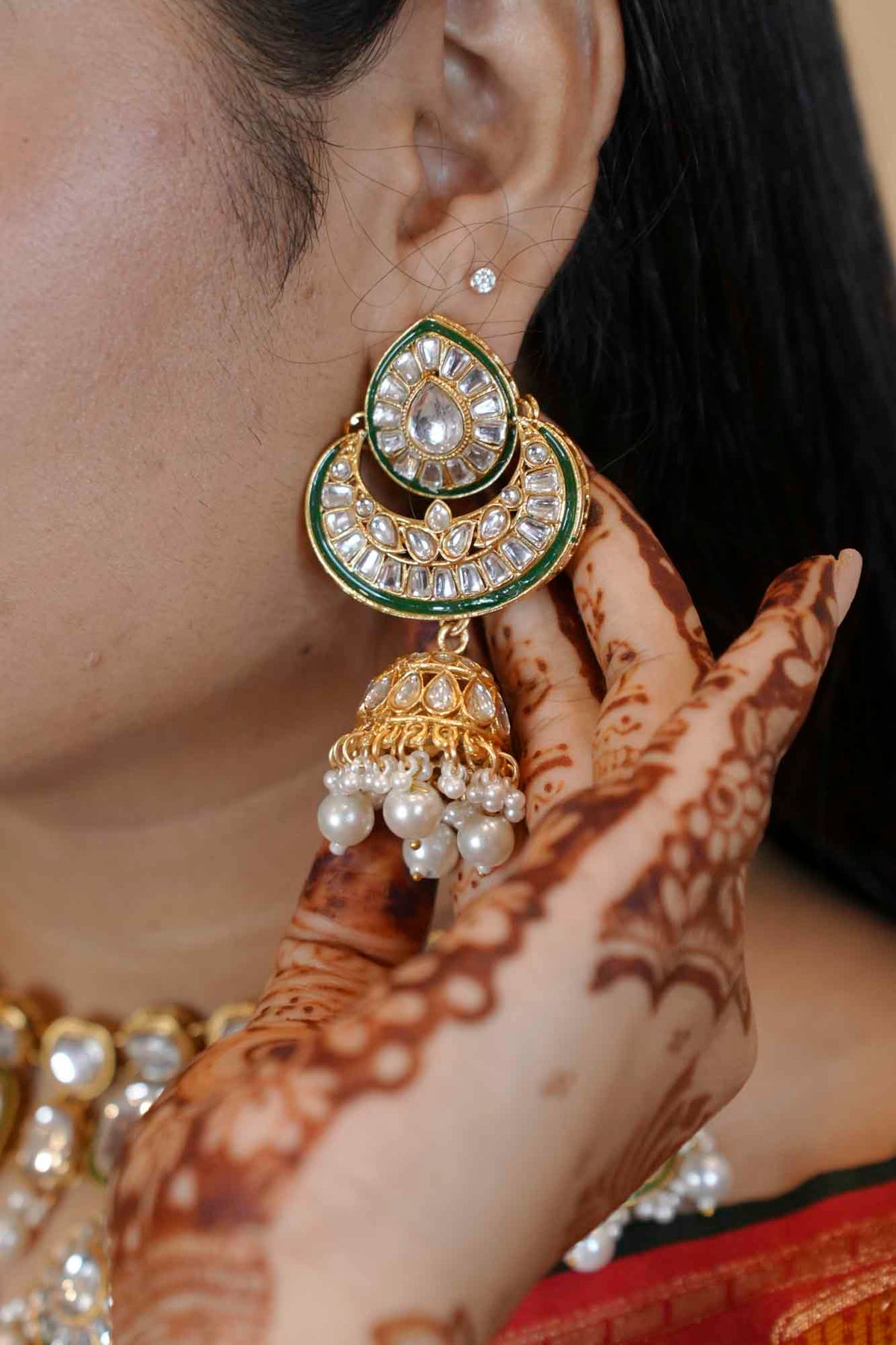 Kundan Pearl Drop Necklace Set