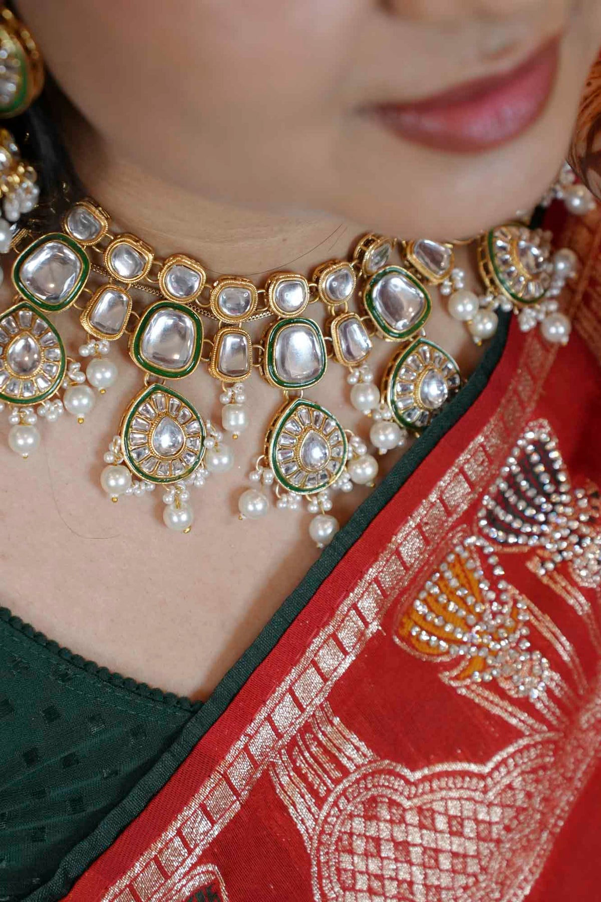 Kundan Pearl Drop Necklace Set