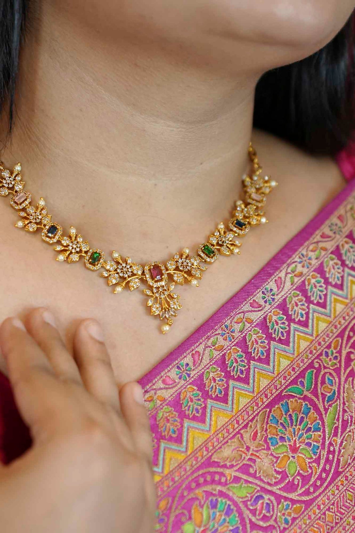 Floral Gemstone Necklace