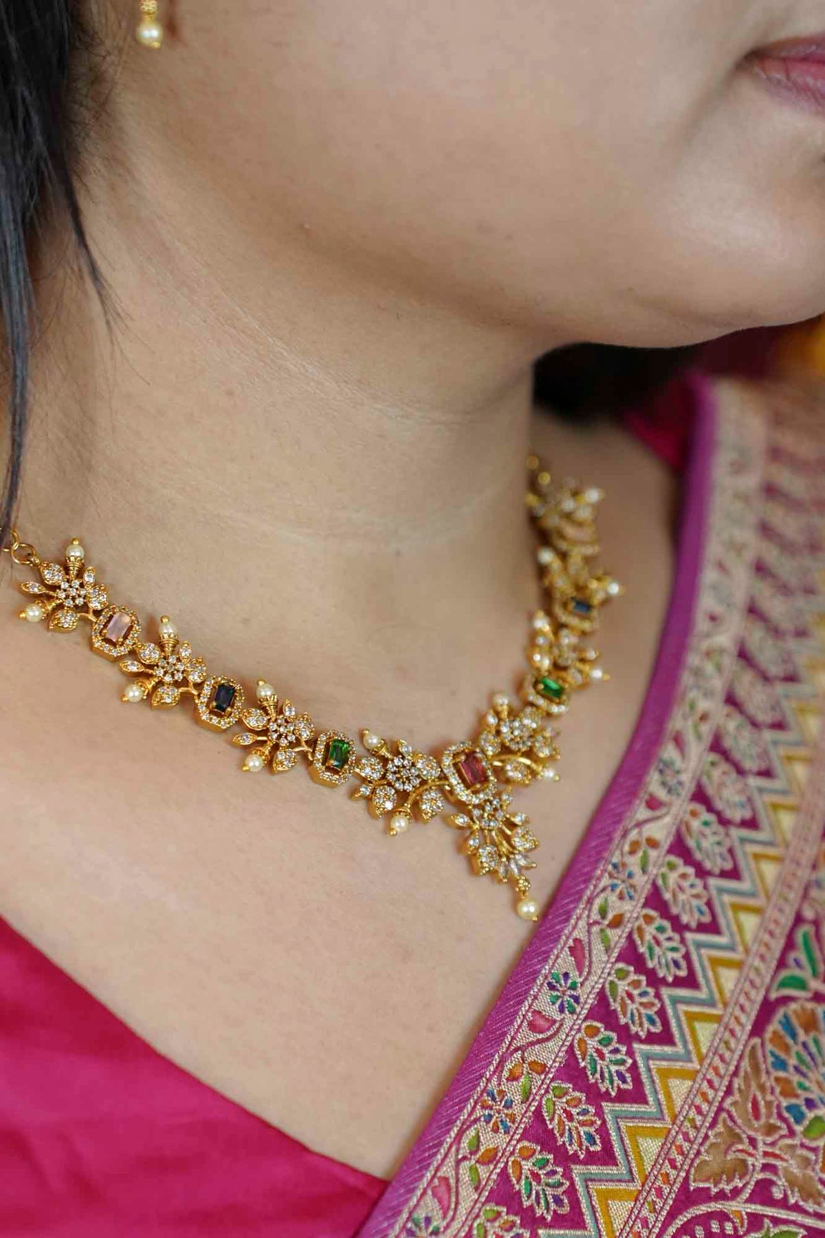 Floral Gemstone Necklace