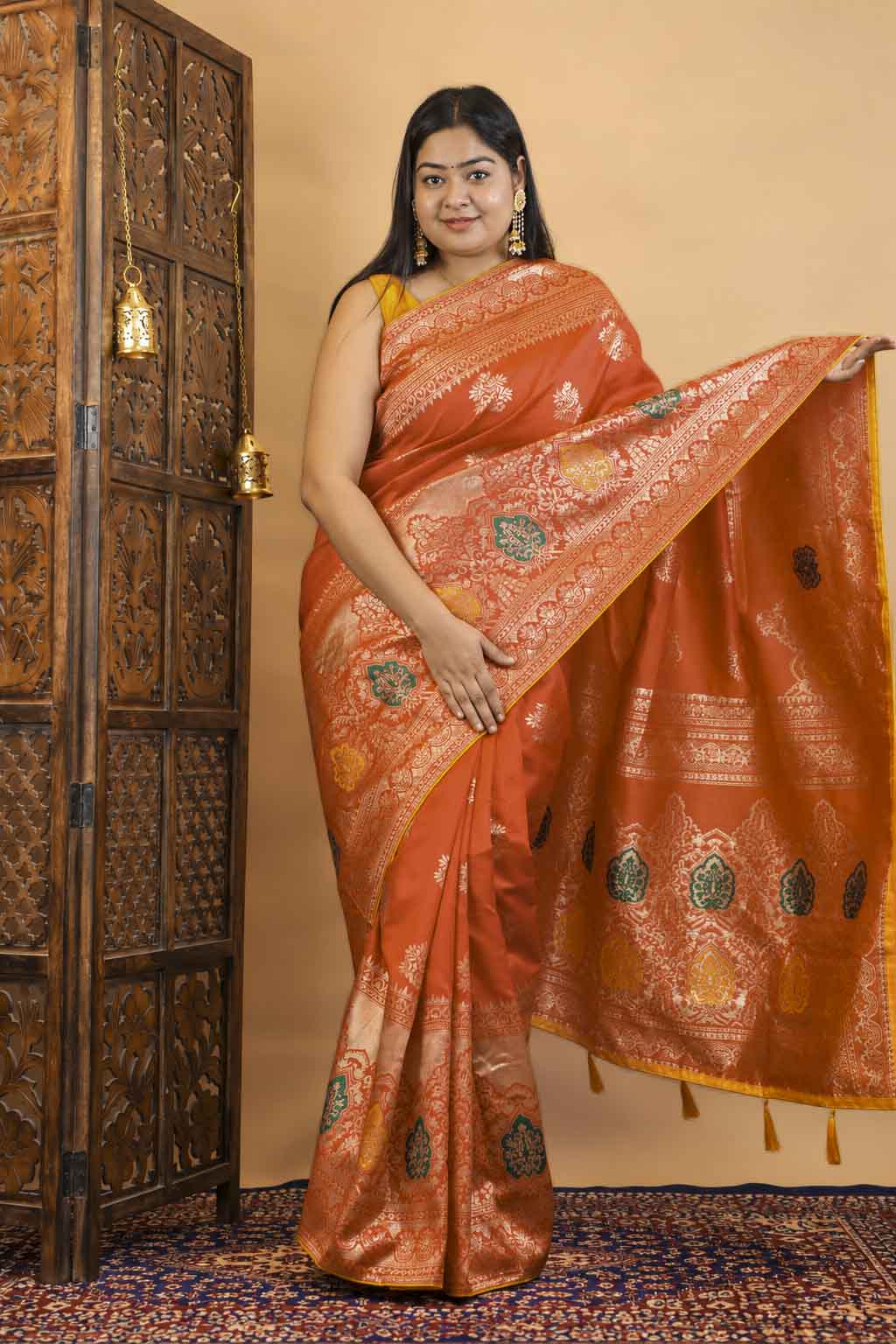 Banarasi Silk Inspired Zari Woven Ready To Wear Saree