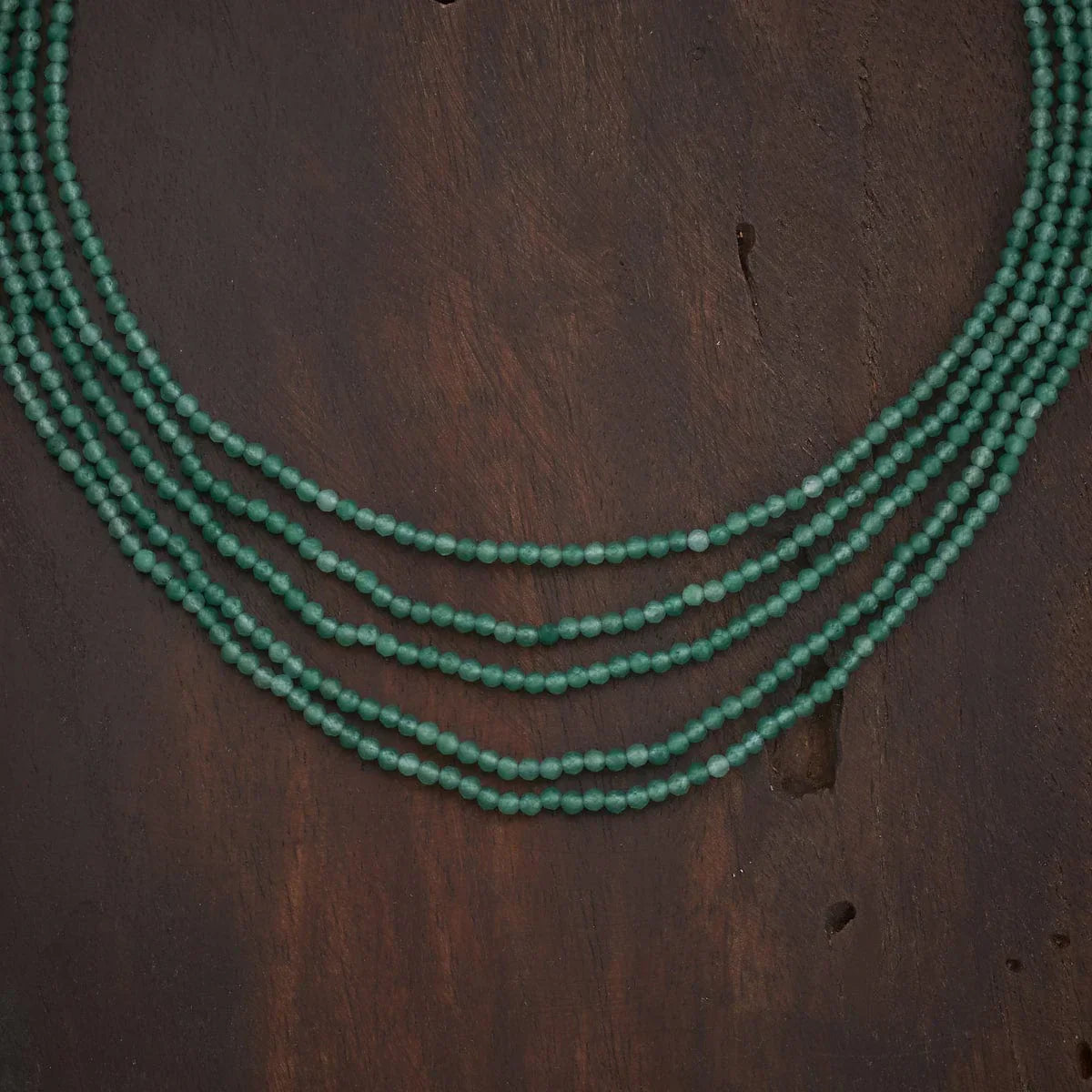 Elegant Five-Strand Green Beads Necklace | Shobitam
