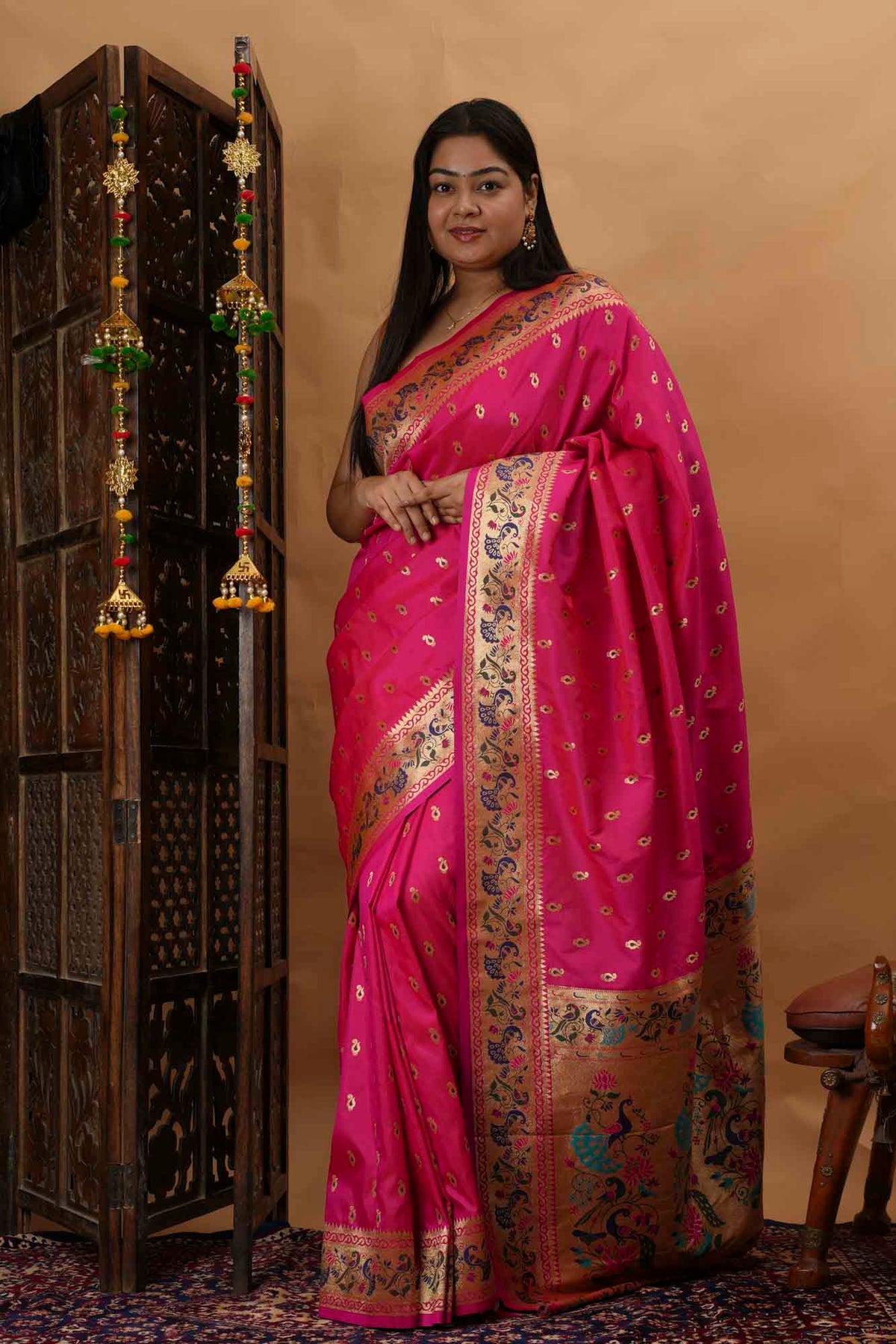 Kanjivaram Inspired Soft Silk Paithani Woven Palla Wrap In One Minute saree