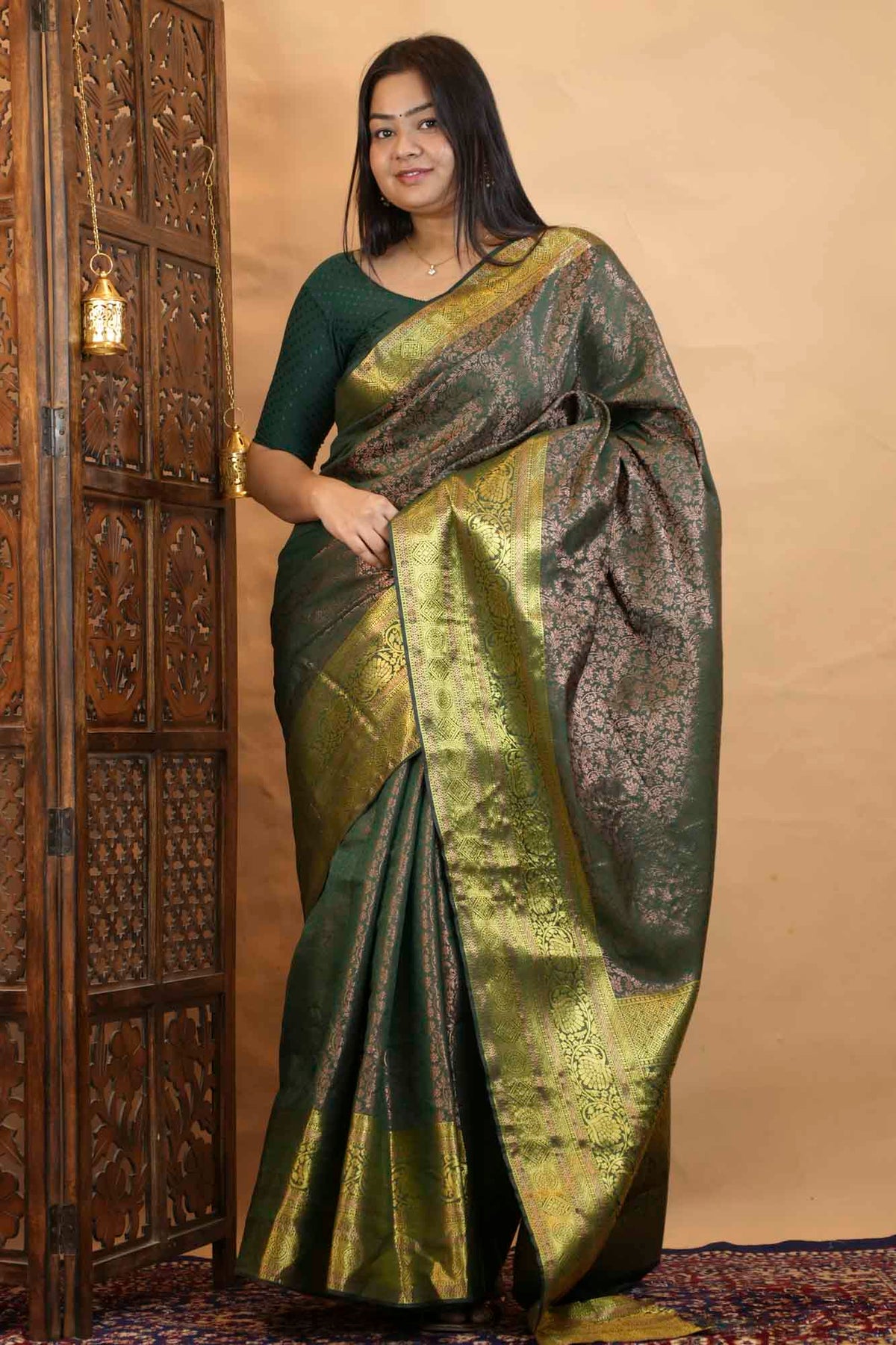 Banarasi Silk Inspired Floral Zari Jaal With Ornate Palla Ready To Wear Saree