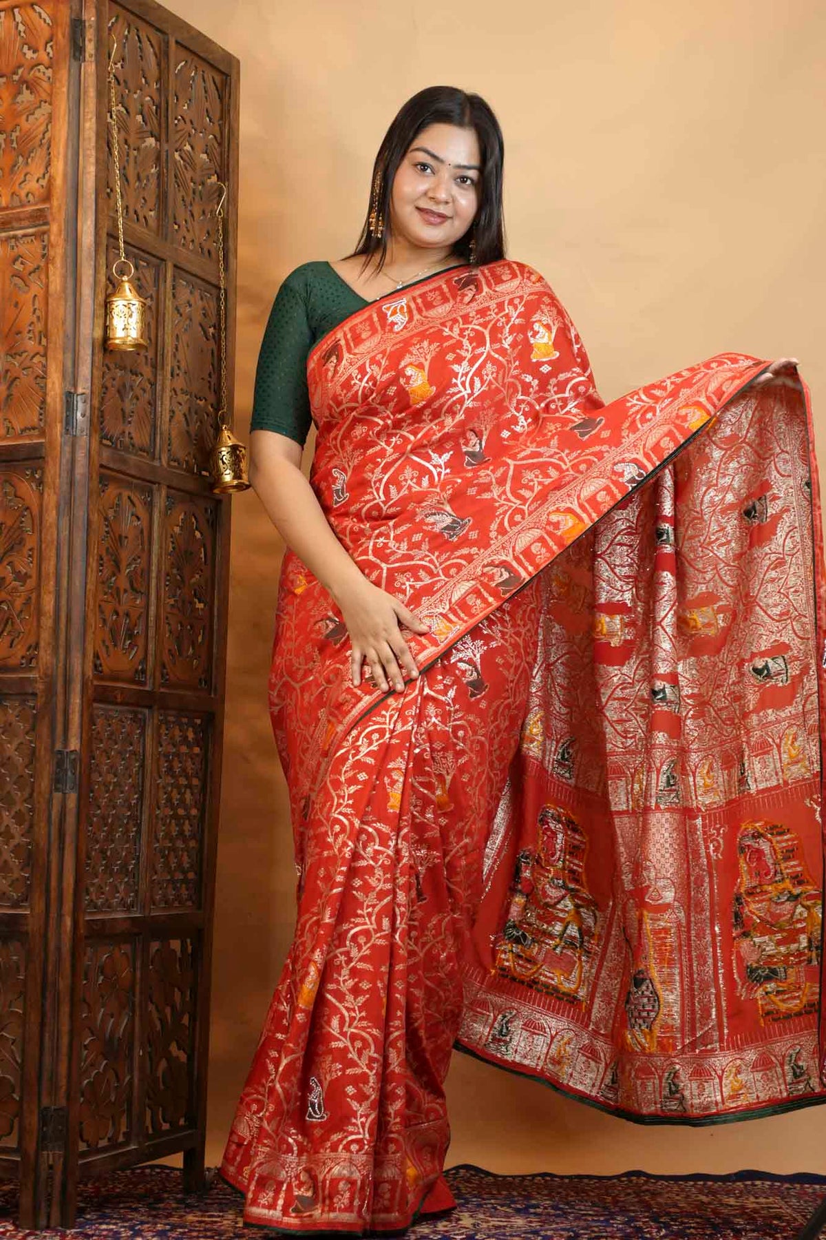 karwa chauth special ornate with zari & Stone prestitch Ready To Wear Saree