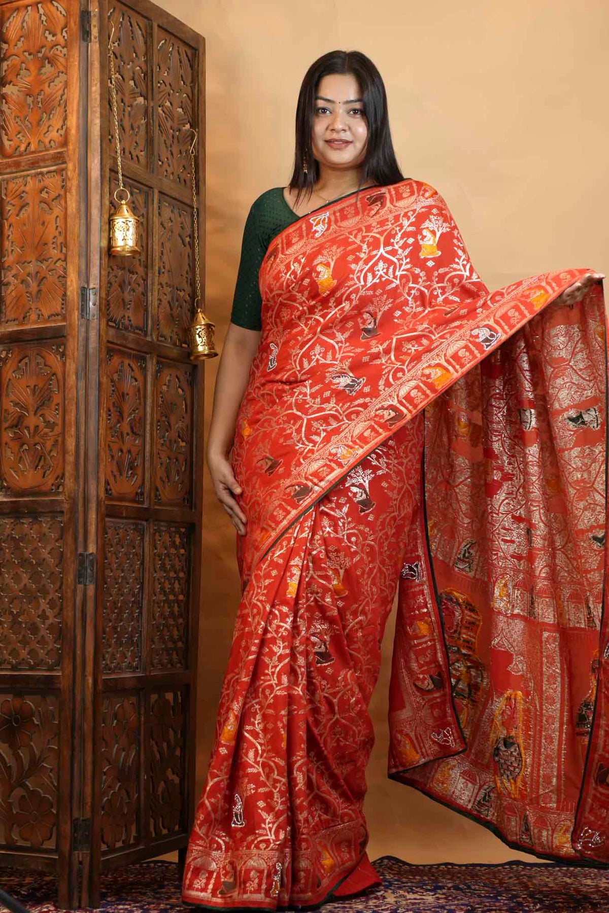 karwa chauth special ornate with zari & Stone prestitch Ready To Wear Saree