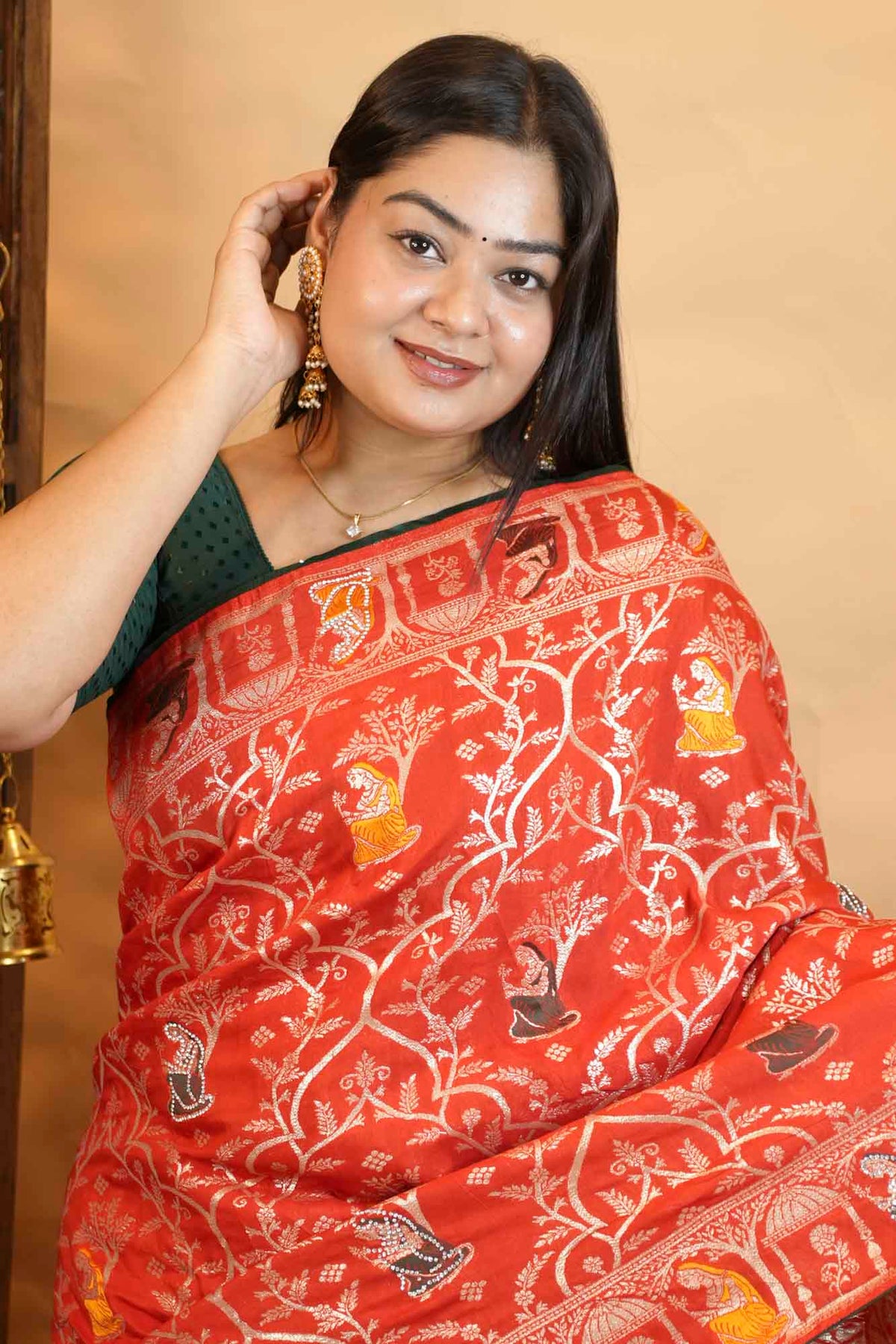 karwa chauth special ornate with zari & Stone prestitch Ready To Wear Saree