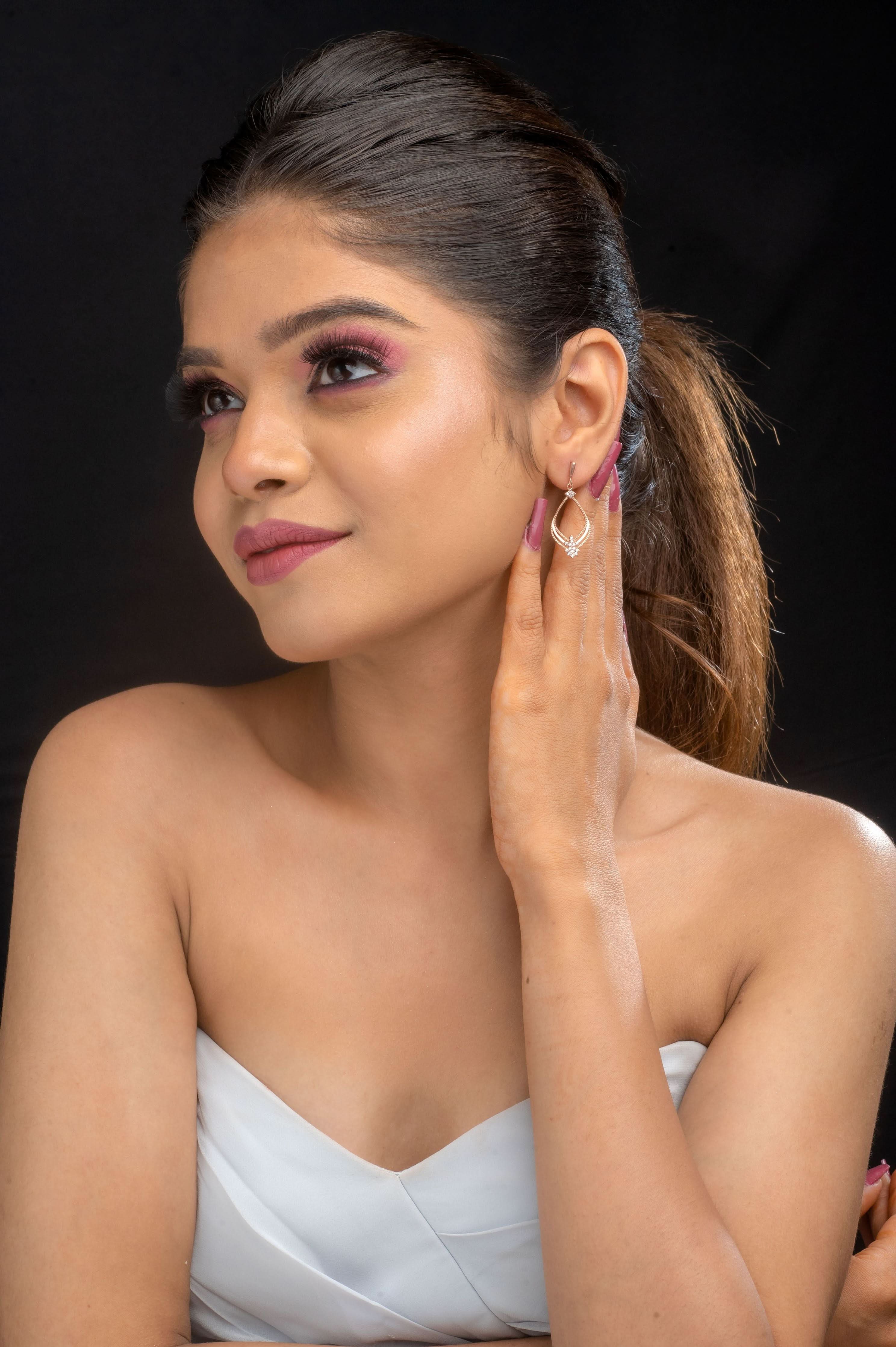 925 Silver Delicate earrings with Rose Gold finish Shobitam Jewelry