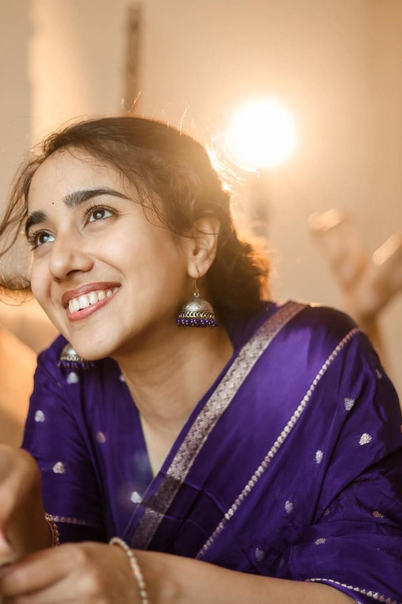 Purple Viscose Chinon Georgette Ready To Wear Saree