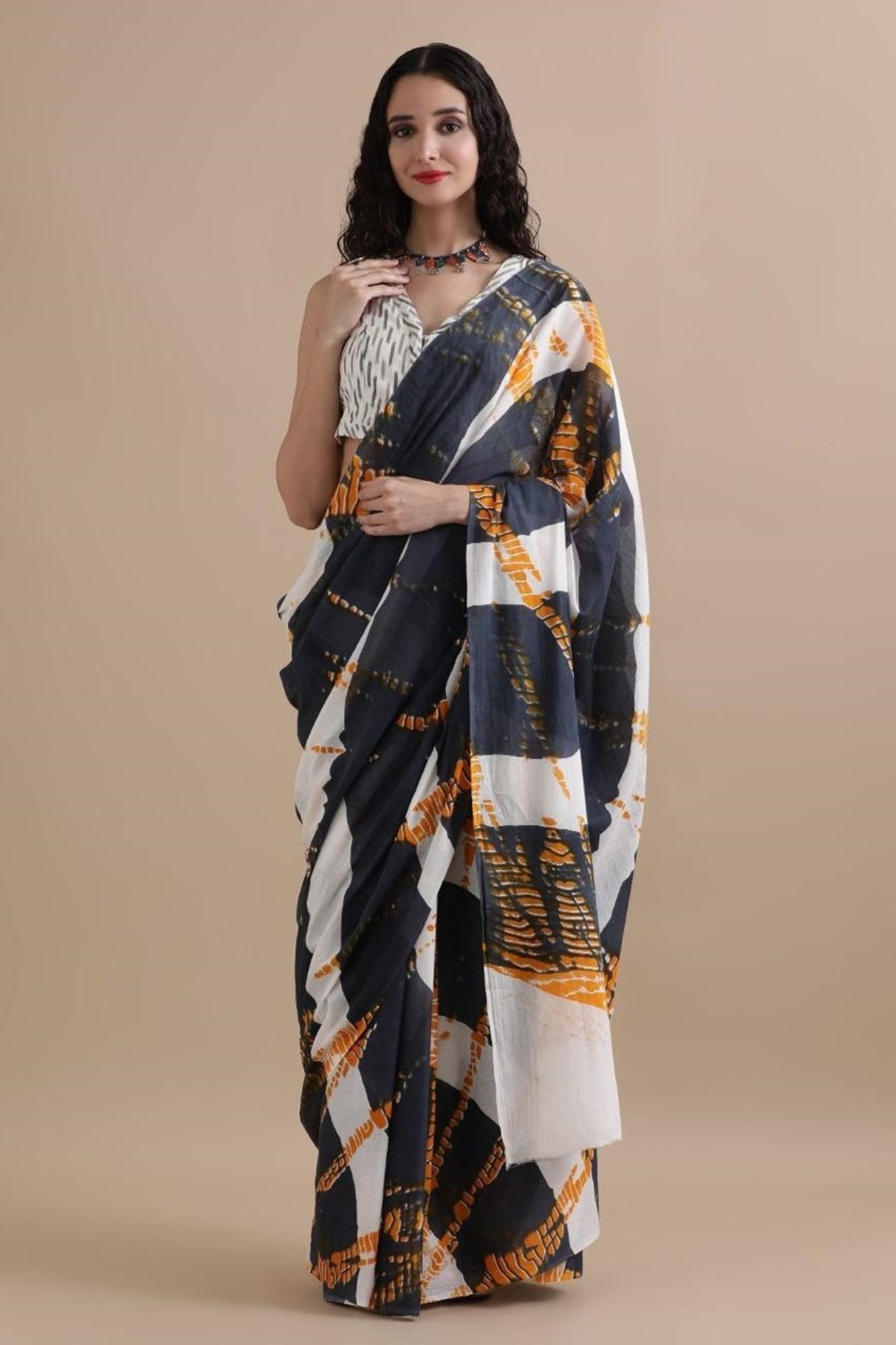 Mulmul Cotton Jaipuri Printed Ready to wear Saree