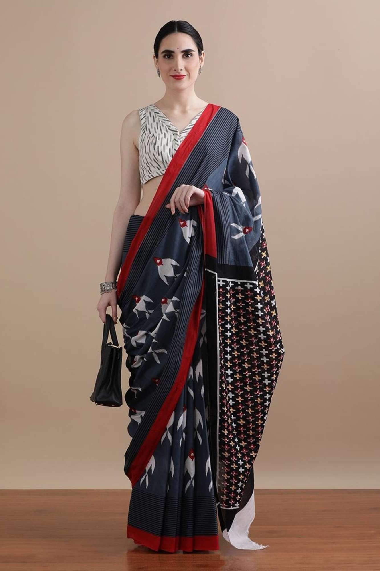 Jaipuri Block Printed Mulmul Cotton Ready to wear Saree