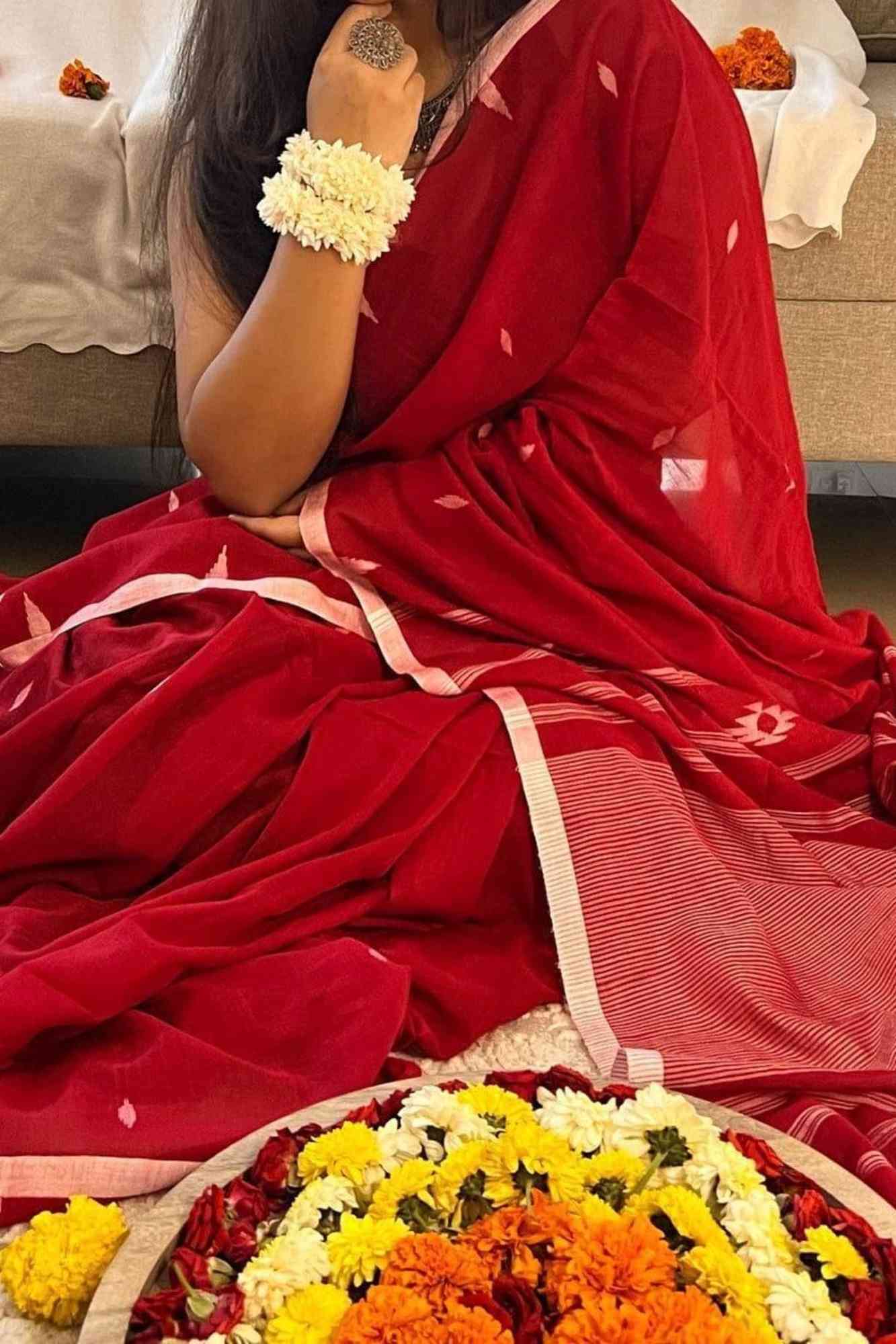 Traditional Jamdani Weaving Premium Cotton Ready to Wear Saree