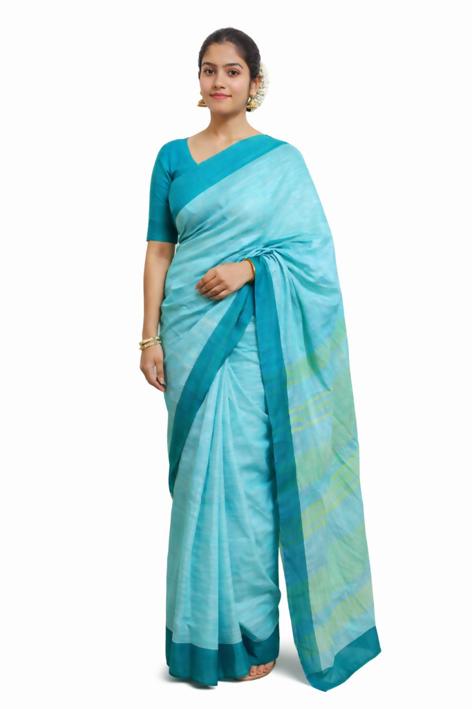 Neer Lehar Handwoven Pure Cotton Saree | SHOBITAM
