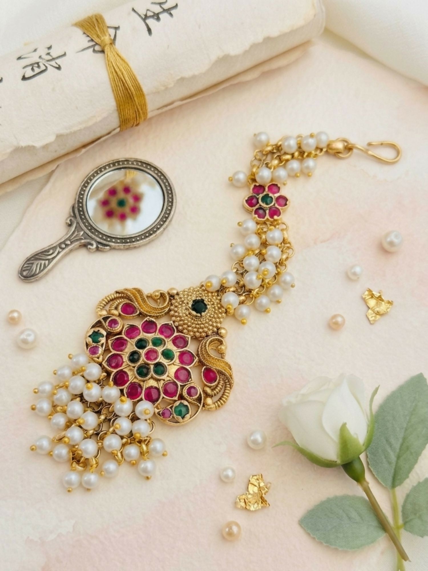 Traditional Matt Gold Plated SouthIndian Maangtikka | SHOBITAM
