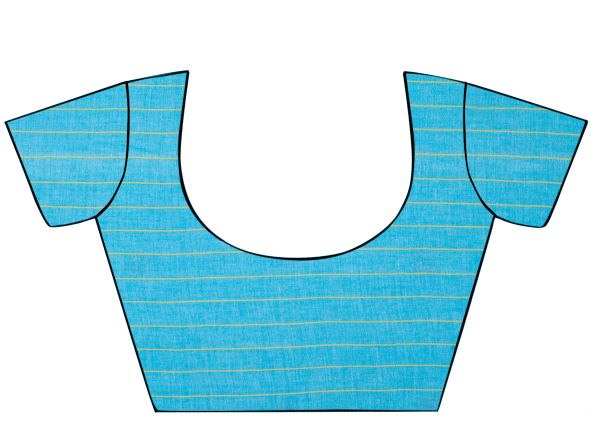Blue Yellow Jamdani Cotton Saree With Blouse Piece | Shobitam