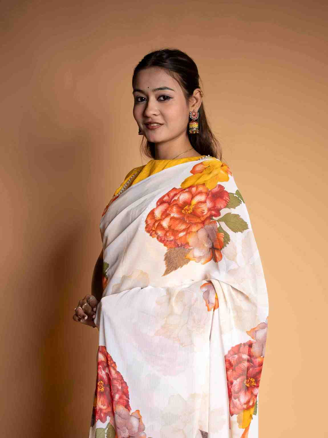 Floral Grace in Elegance Ready To Wear Saree