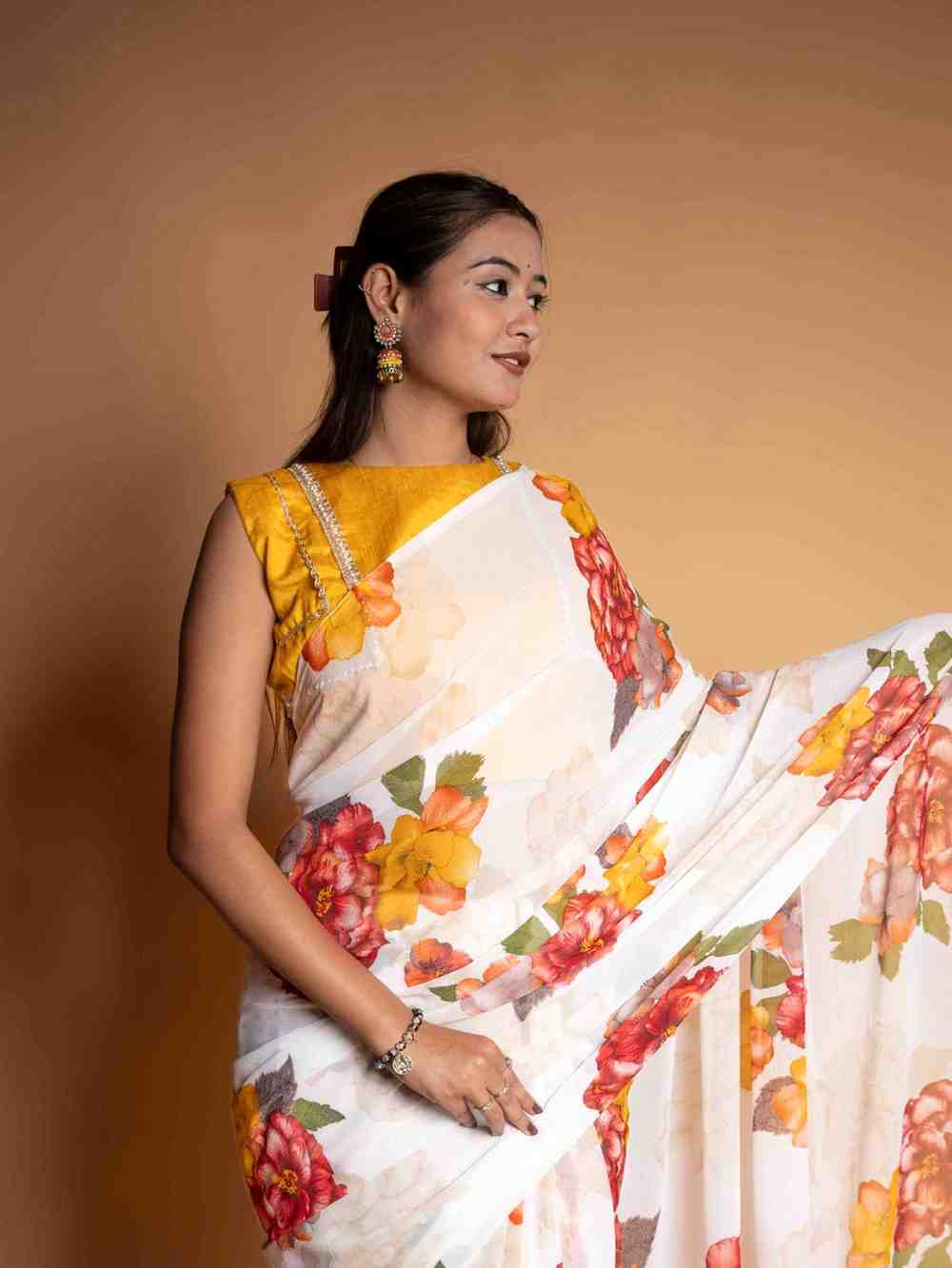 Floral Grace in Elegance Ready To Wear Saree