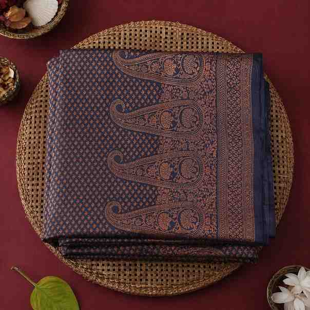 Royal Navy Blue Banarasi Silk Woven Ready To Wear Saree