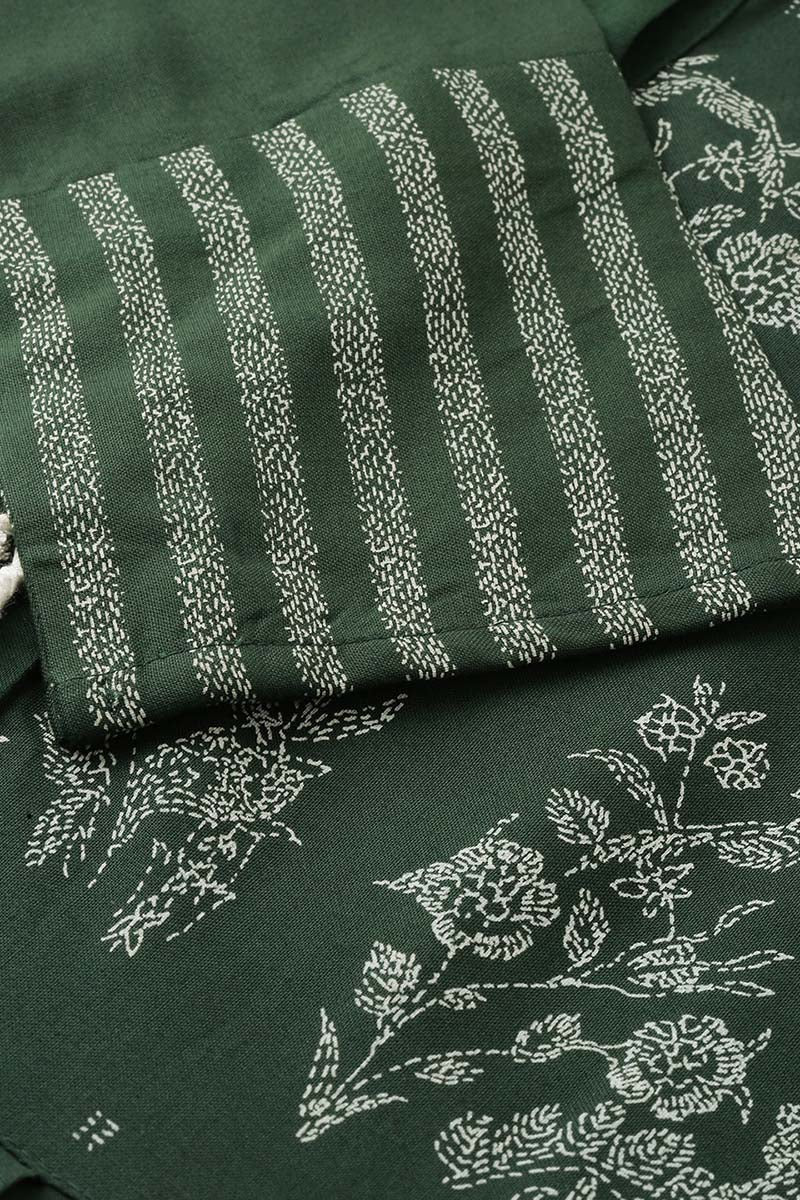 Women Olive Green Floral Printed Kurta | SHOBITAM