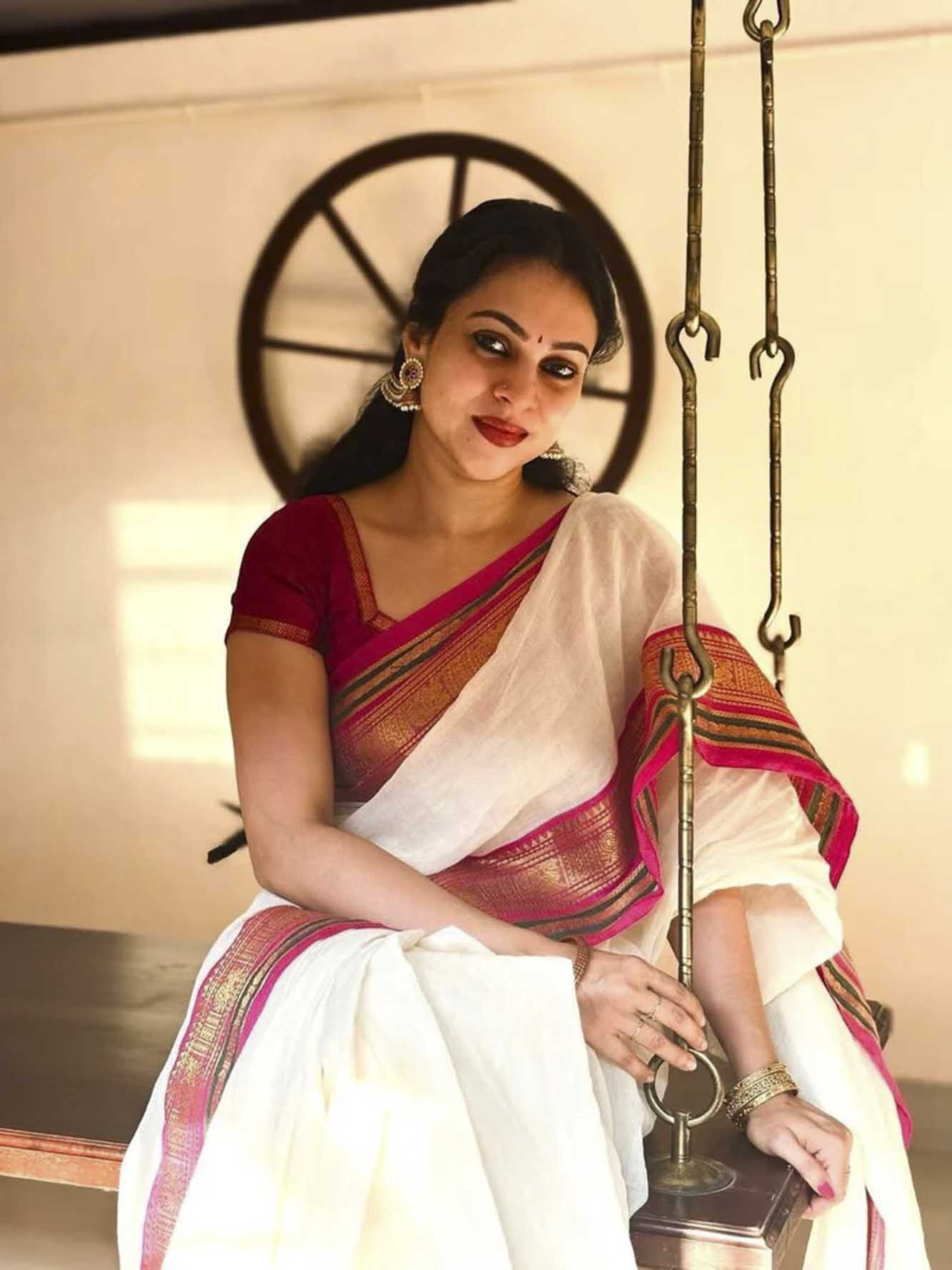 Traditional Temple Border Cotton with Woven Border Ready To Wear Saree
