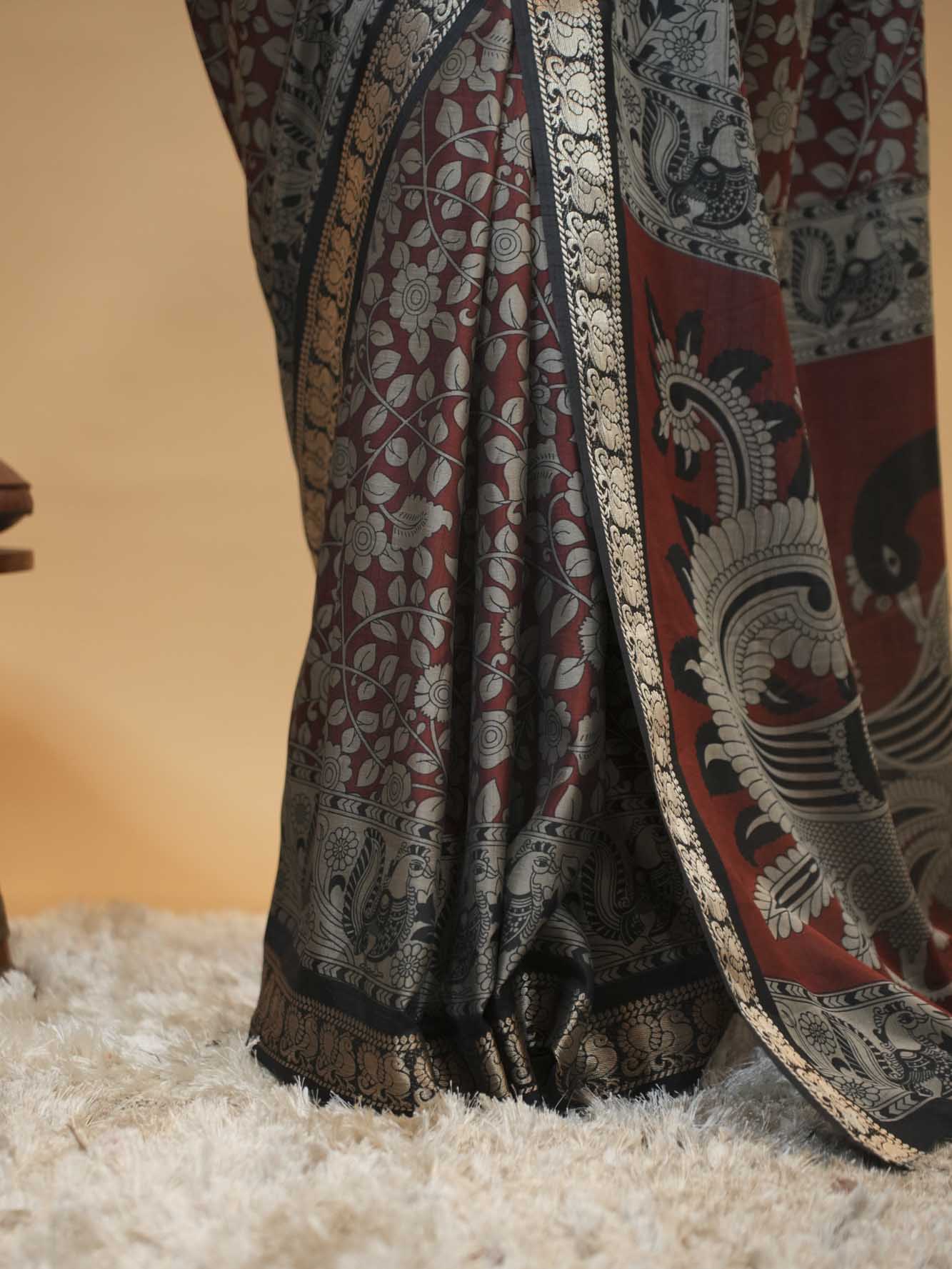 Traditional Red Woven Printed Saree with Rich Border Design Ready To Wear Saree