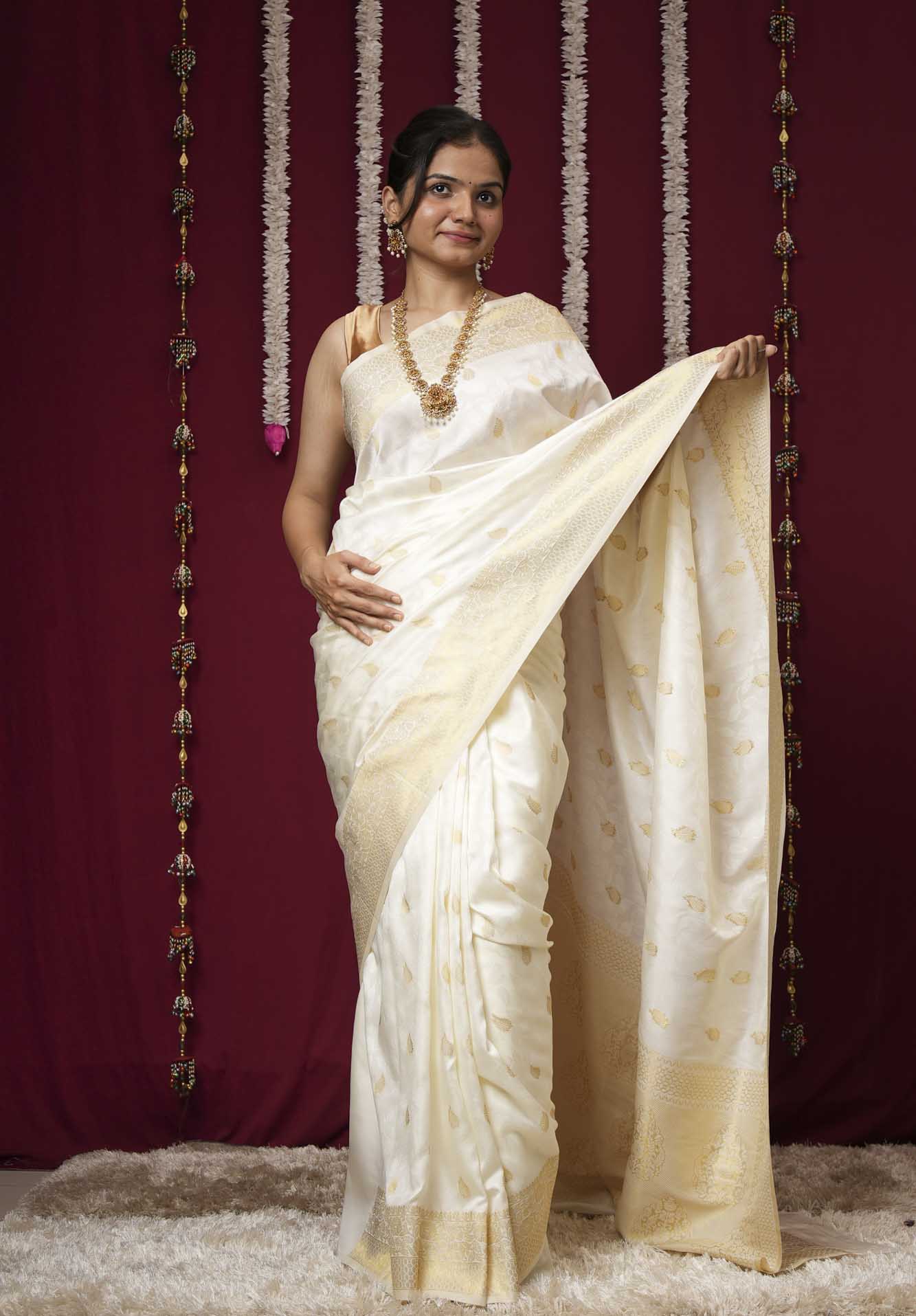 Onam Special Zari Woven kasavu Ready To Wear Saree