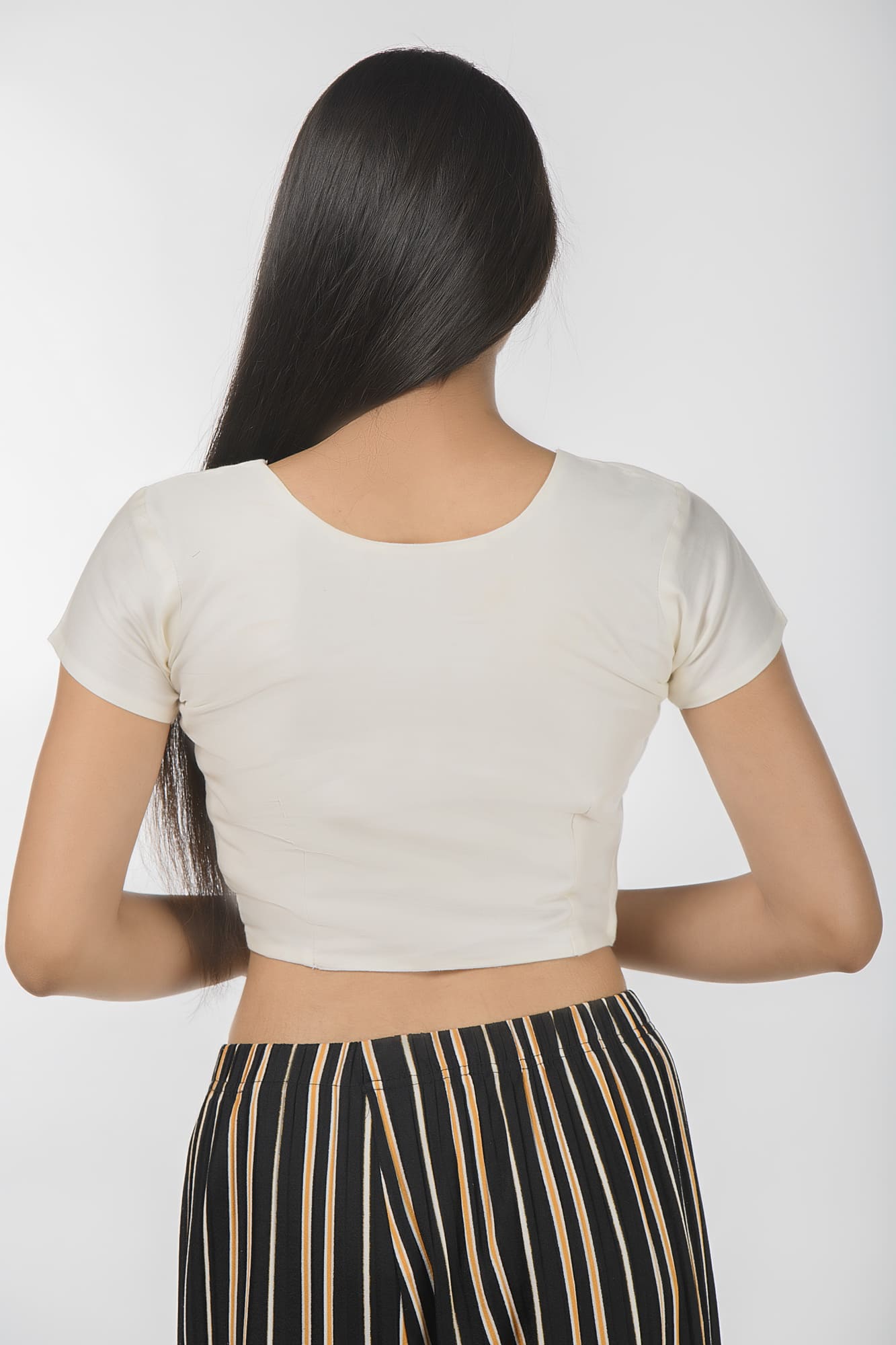 White Colored Short Sleeves Blouse-Isadora Life