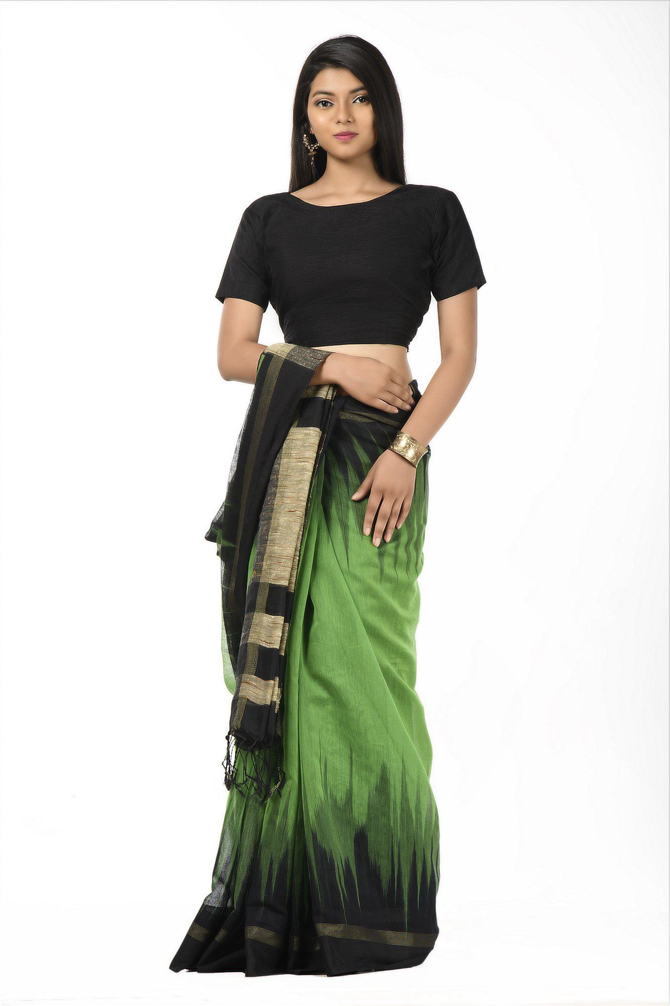 Short Sleeves Raw Silk Black Blouse-Isadora Life